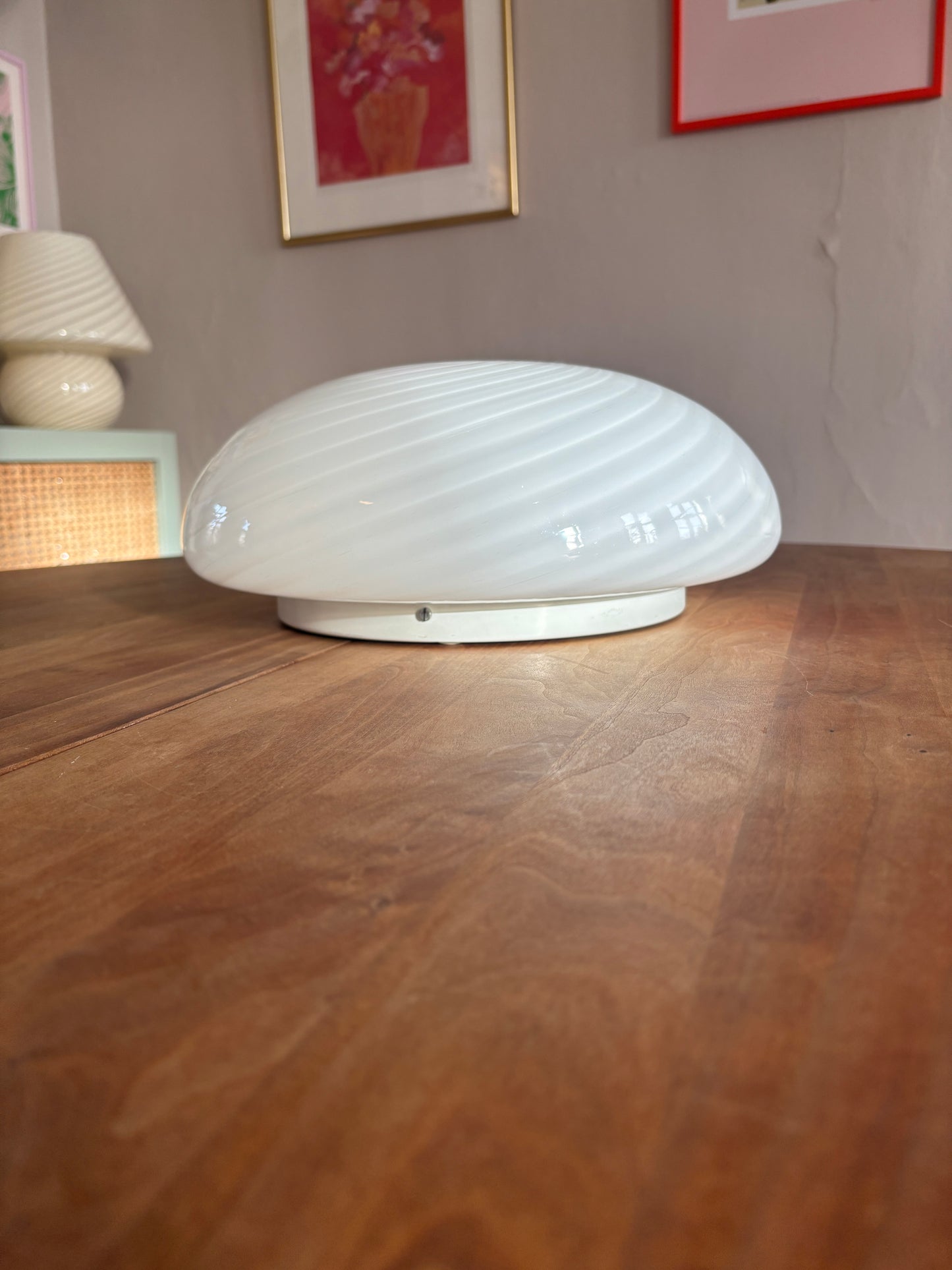 Vintage Murano plafond med hvidt swirl 35 cm