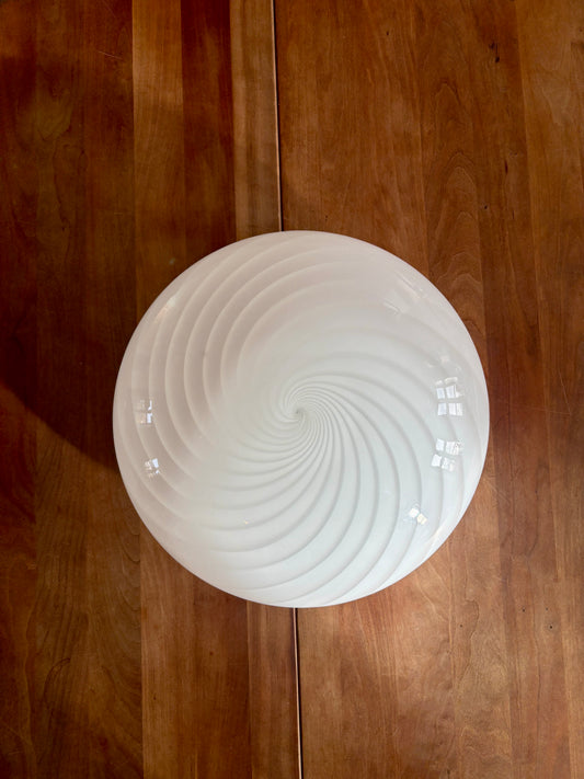 Vintage Murano plafond med hvidt swirl 38 cm