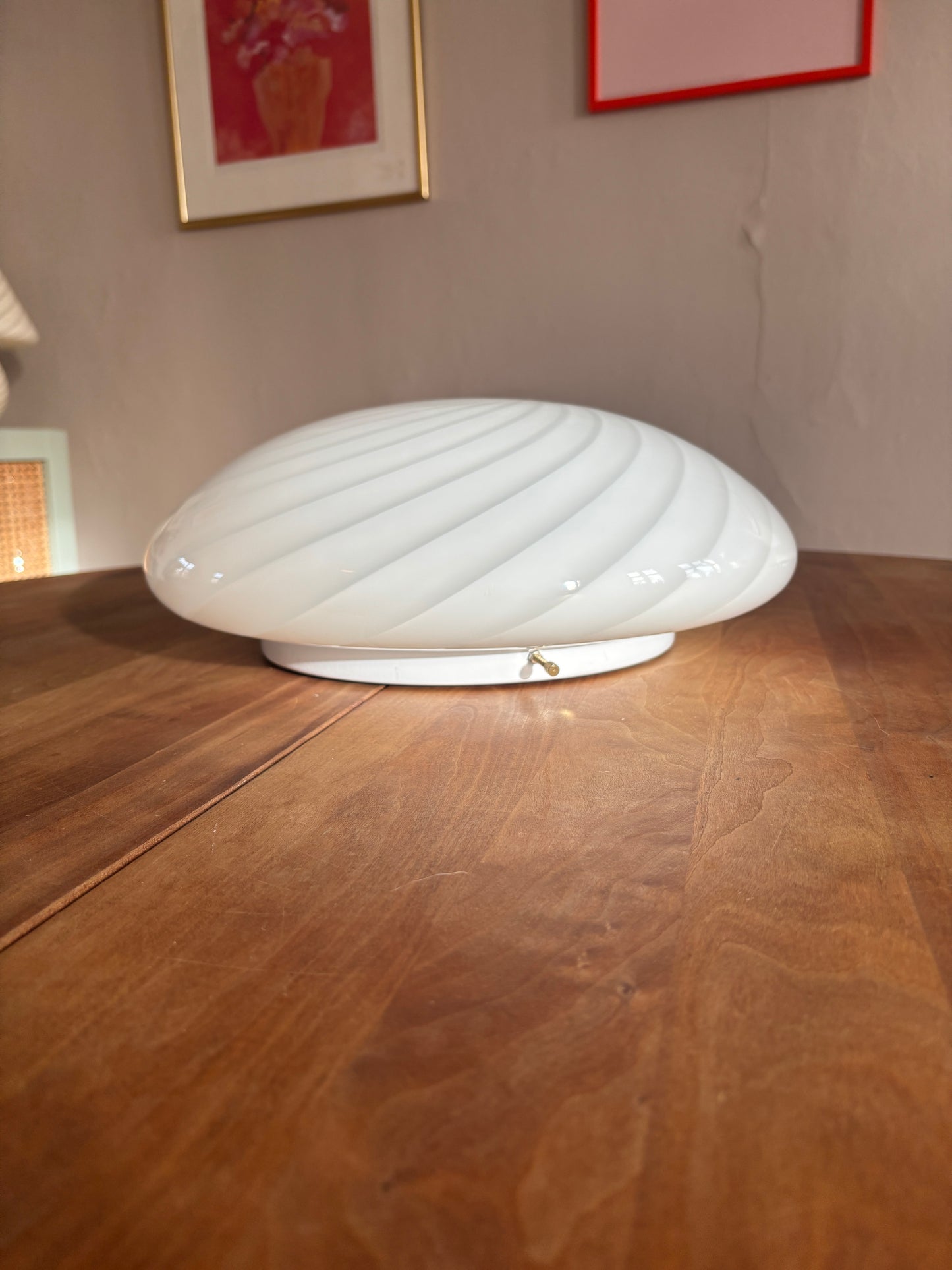 Vintage Murano plafond med hvidt swirl 38 cm