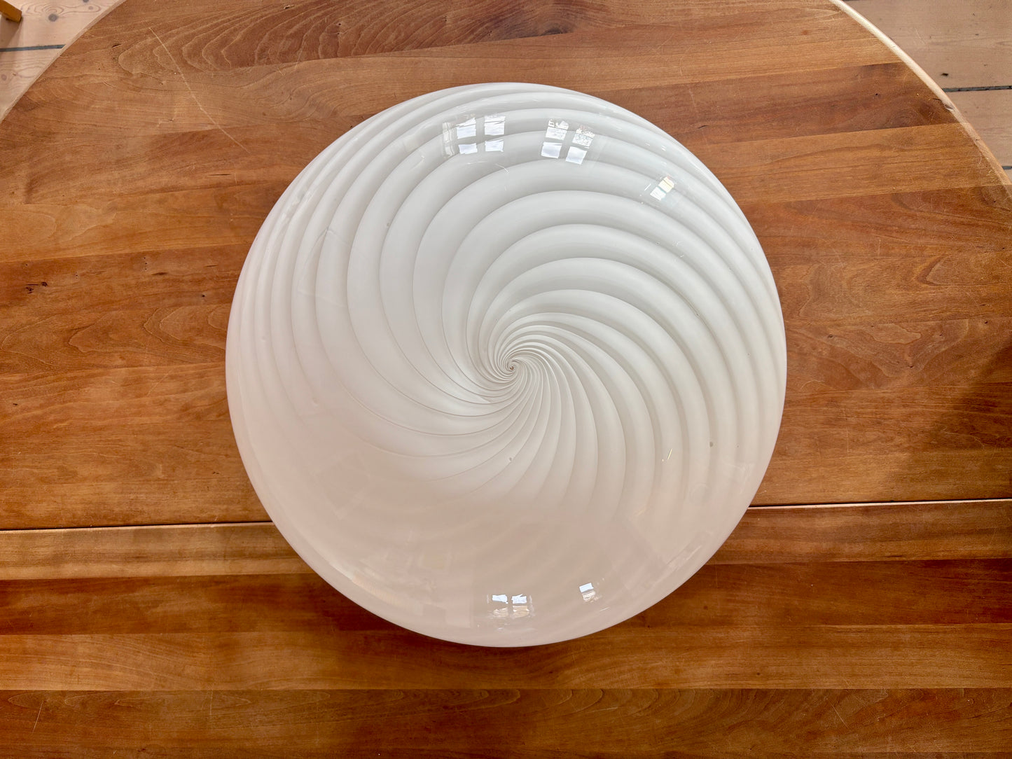 Kæmpe vintage Murano plafond hvidt swirl 48 cm