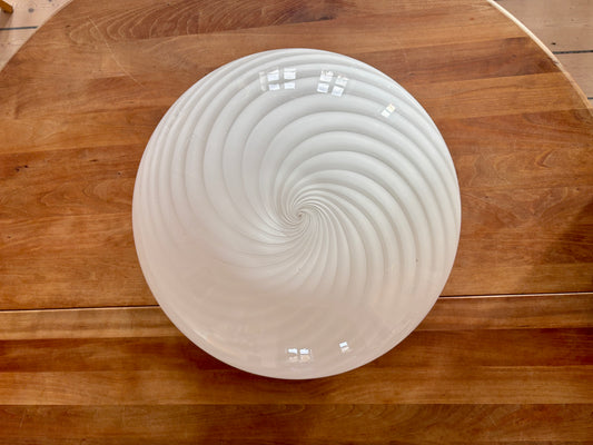 Kæmpe vintage Murano plafond hvidt swirl 48 cm