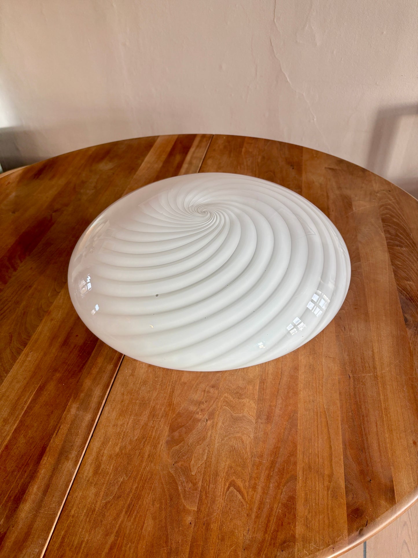Kæmpe vintage Murano plafond hvidt swirl 48 cm