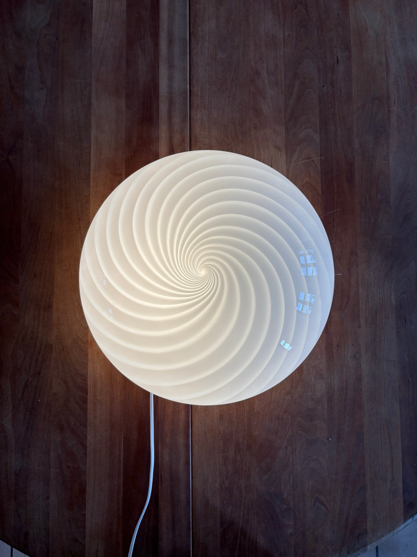 Vintage Murano plafond med hvidt swirl 38 cm