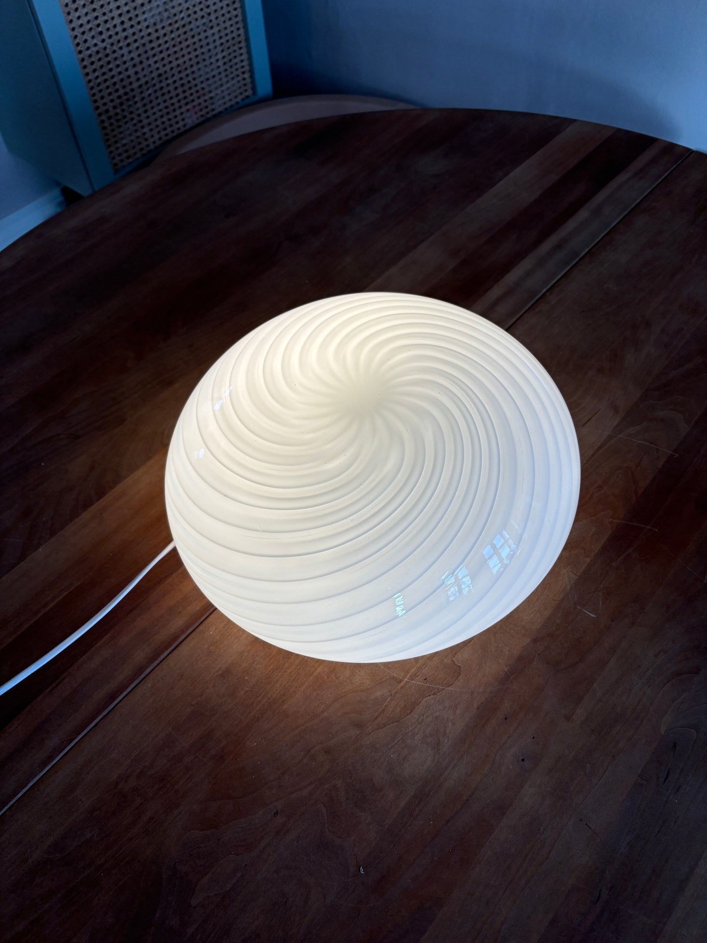 Vintage Murano plafond med hvidt swirl 35 cm