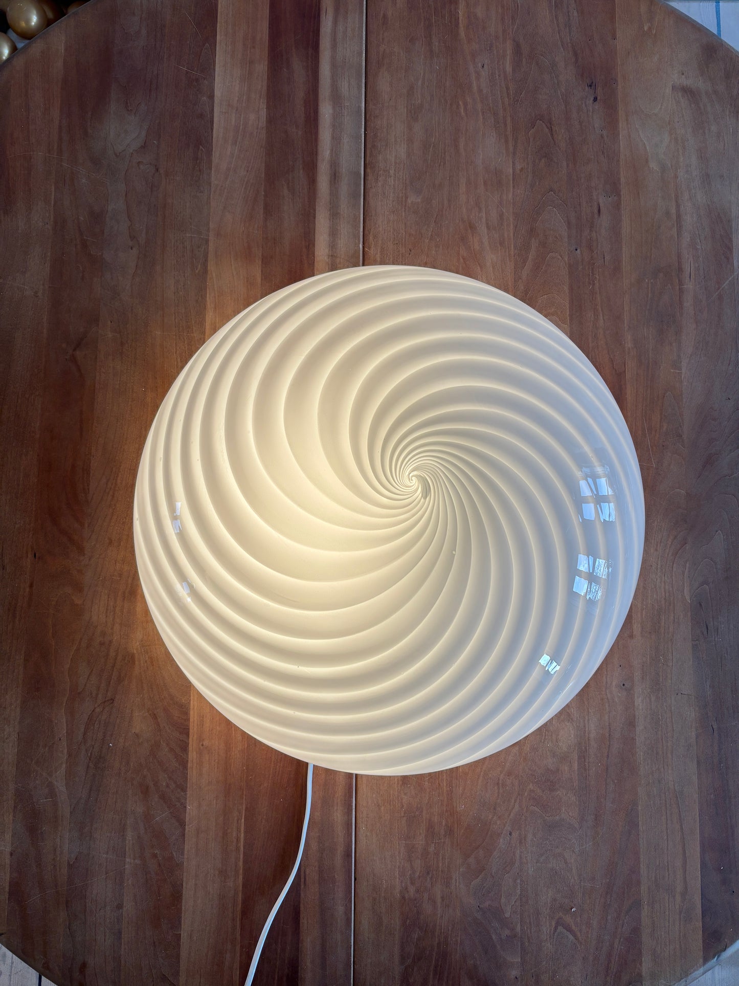 Kæmpe vintage Murano plafond hvidt swirl 48 cm