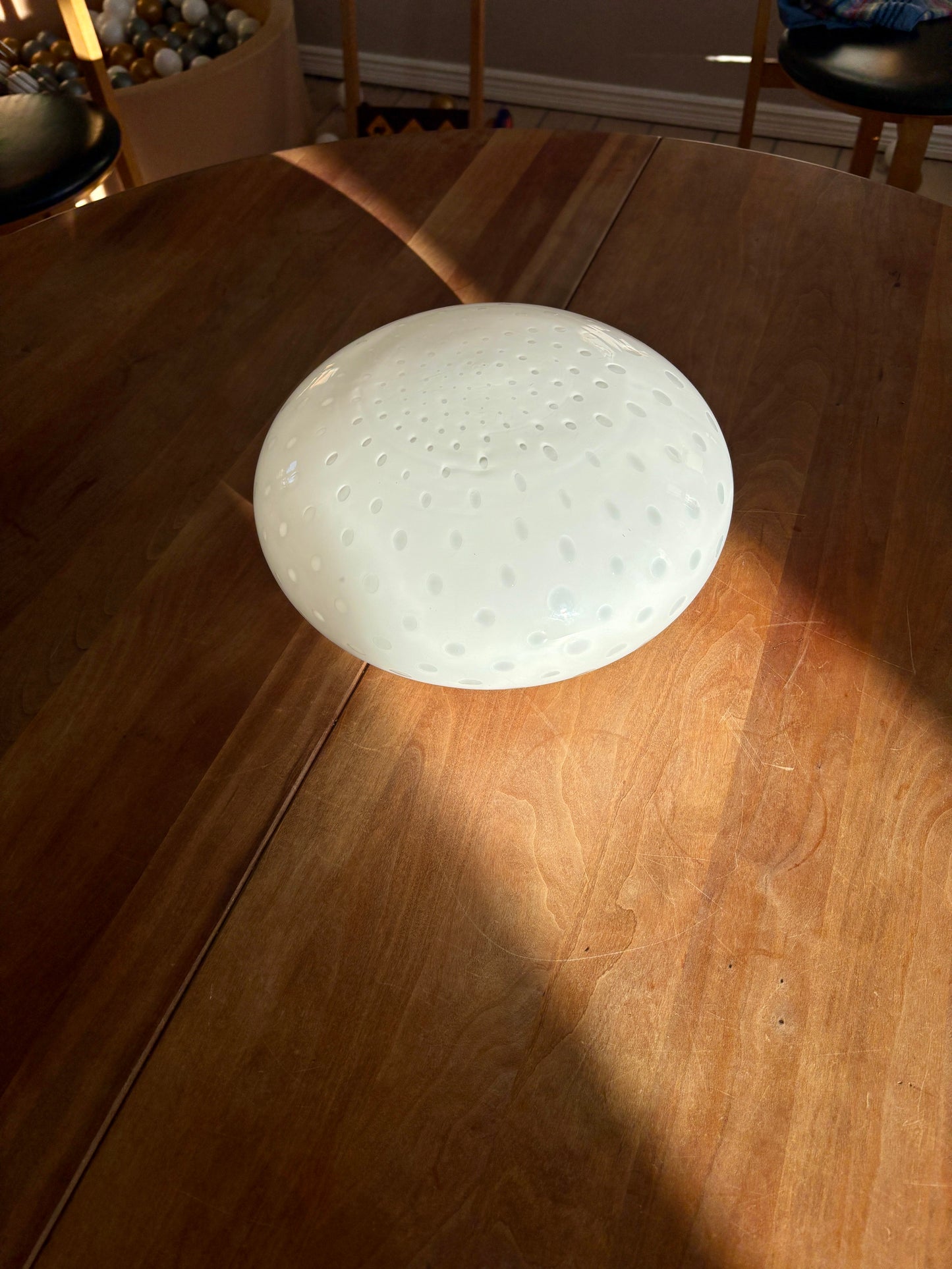 Vintage Murano plafond i hvid bullicante 28 cm