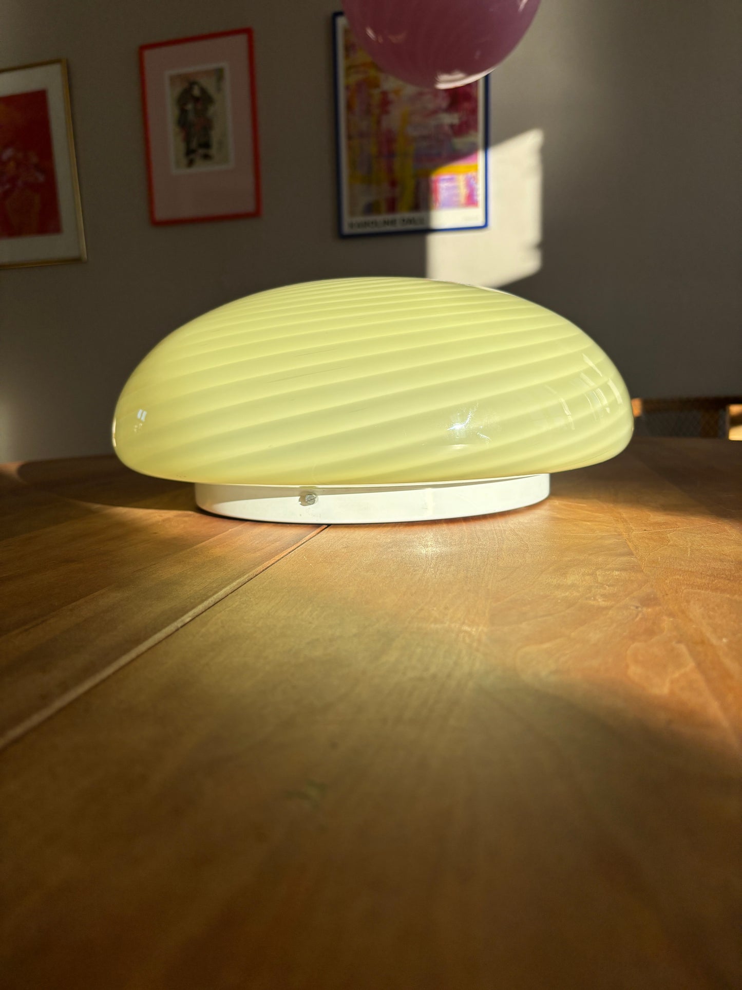 Vintage Murano plafond gul med swirl 36 cm