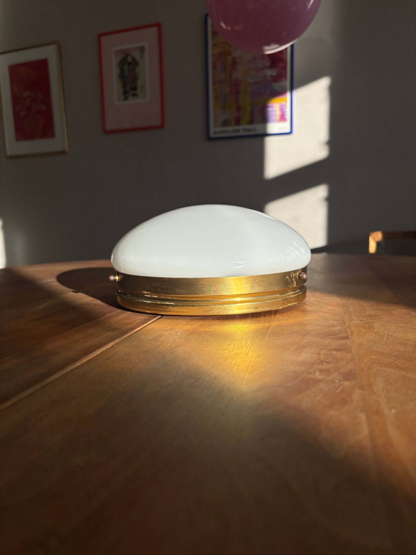 Vintage Murano plafond i hvidt opal glas 21 cm