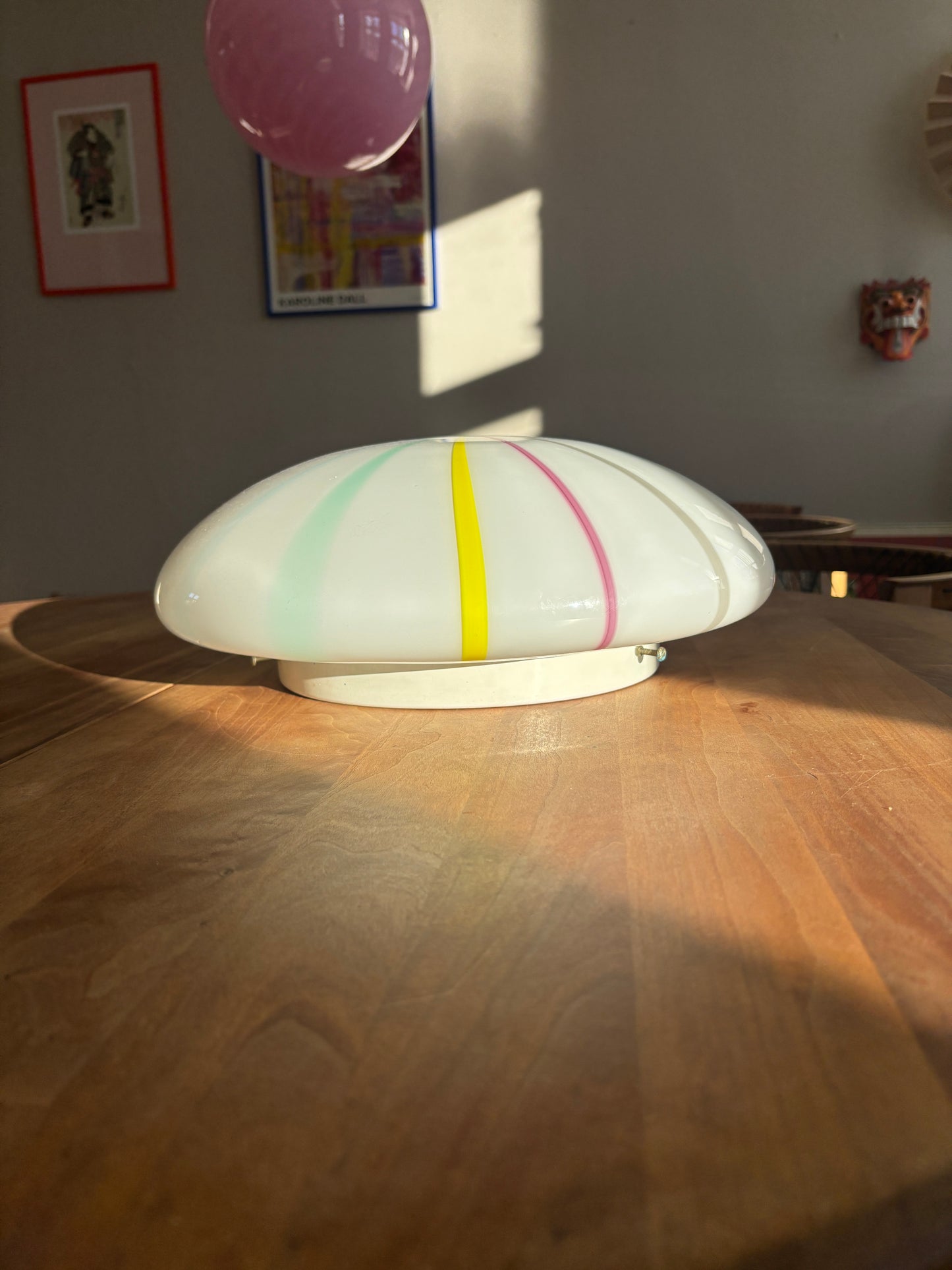 Kæmpe vintage Murano plafond lampe med multicolor filigrana mønster