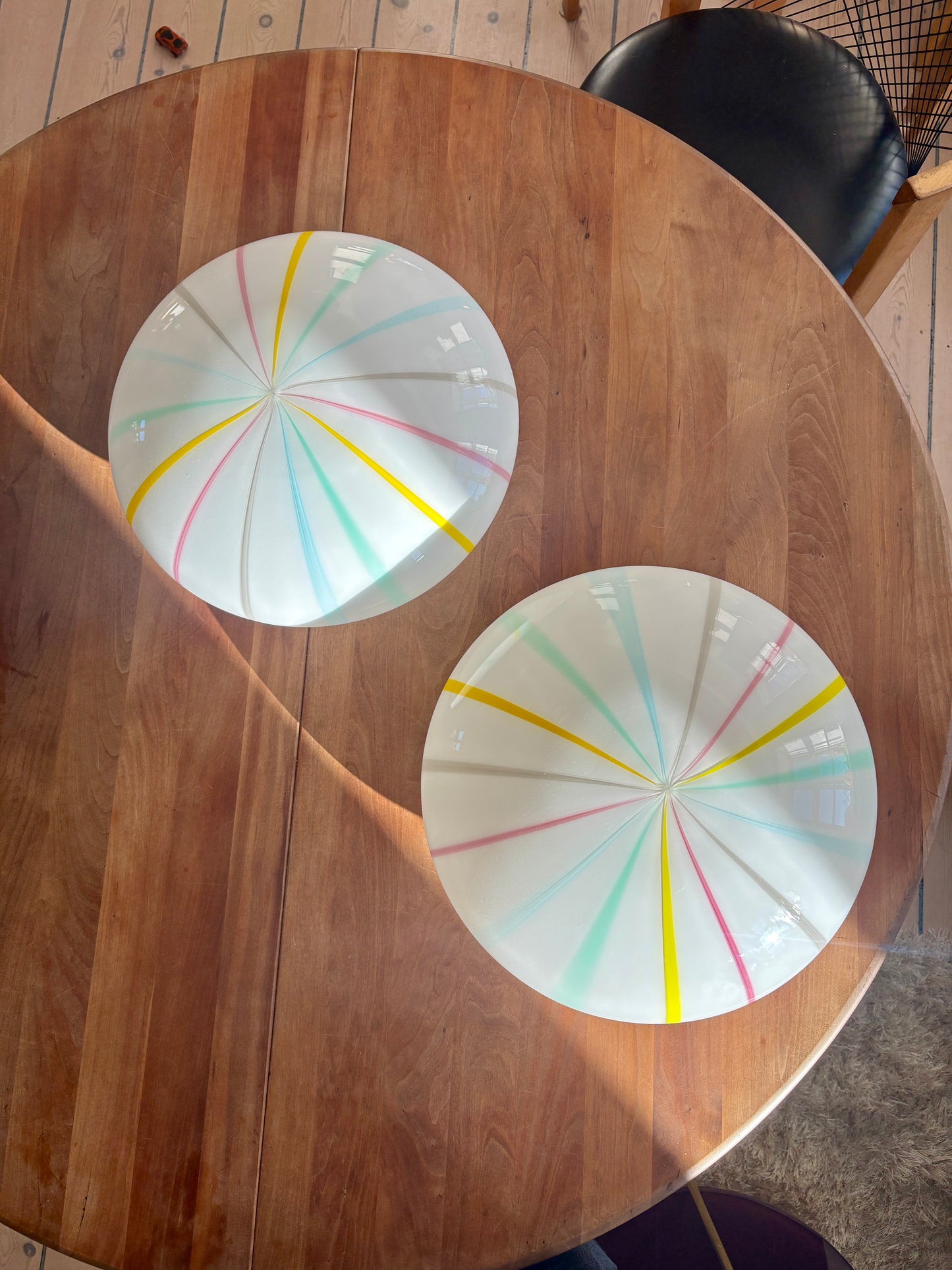 Kæmpe vintage Murano plafond lampe med multicolor filigrana mønster