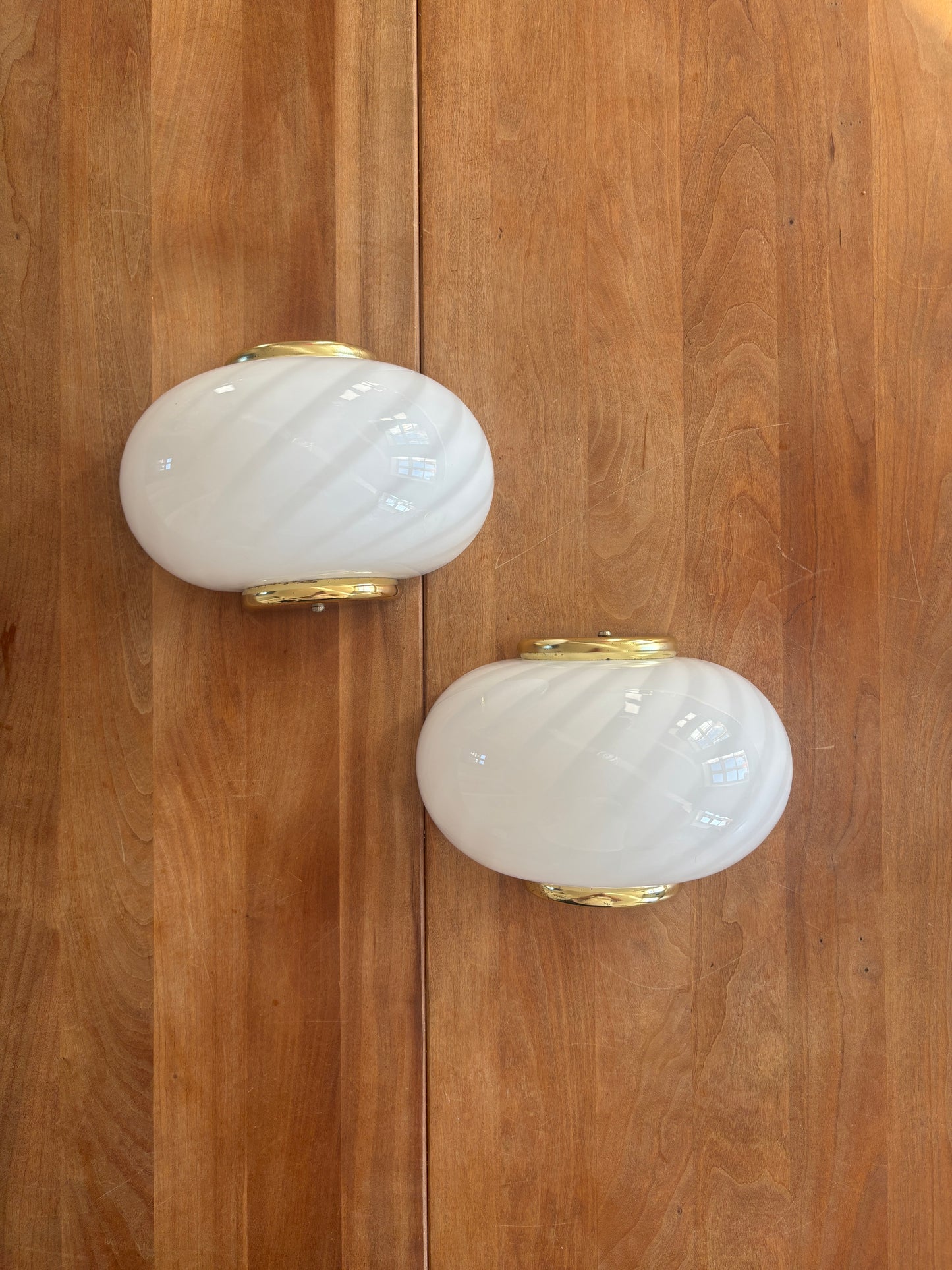 Vintage Murano muslinge væglampe i hvid swirl