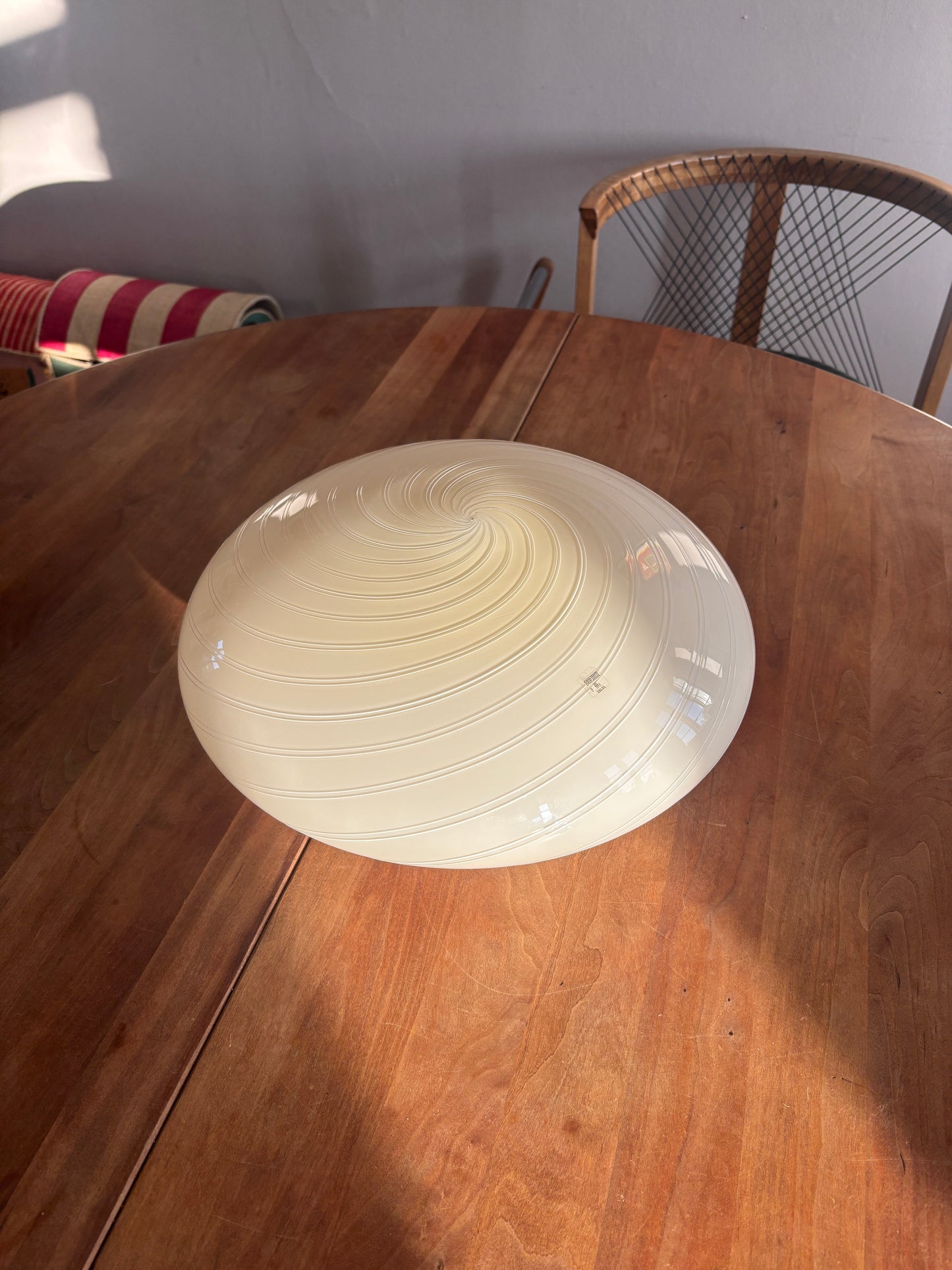 Vintage Murano plafond cremegul med hvidt dobbeltswirl 38 cm