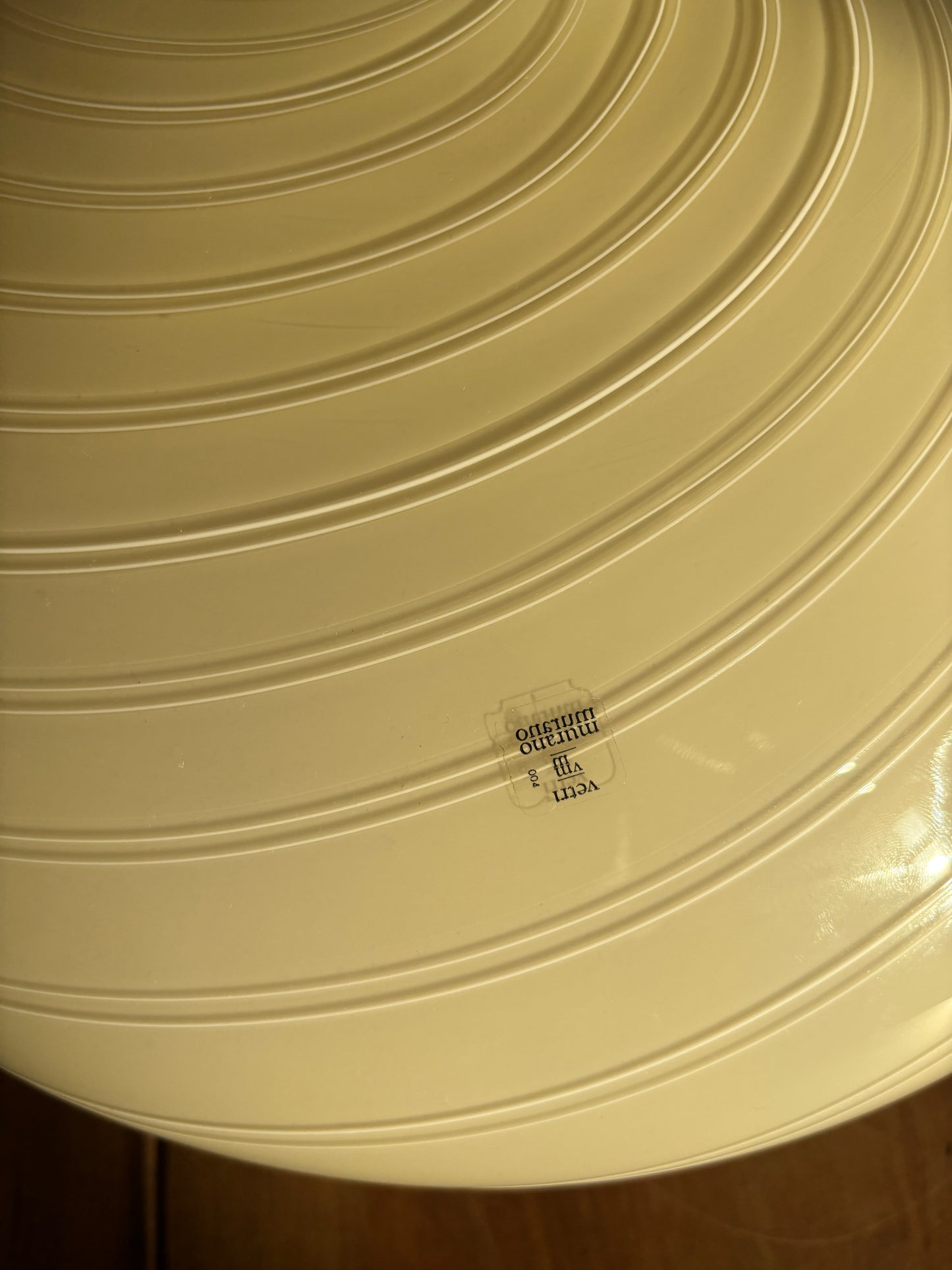 Vintage Murano plafond cremegul med hvidt dobbeltswirl 38 cm