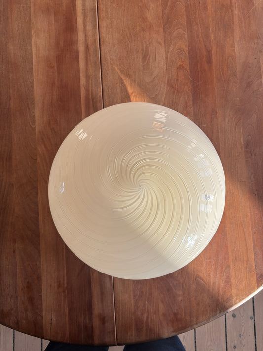 Vintage Murano plafond cremegul med hvidt dobbeltswirl 38 cm