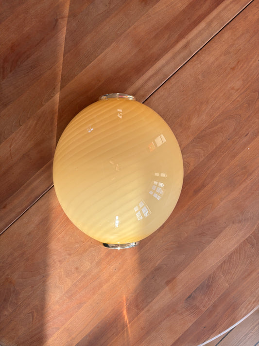 Sjælden kæmpe vintage Murano muslinge væglampe i gult swirl