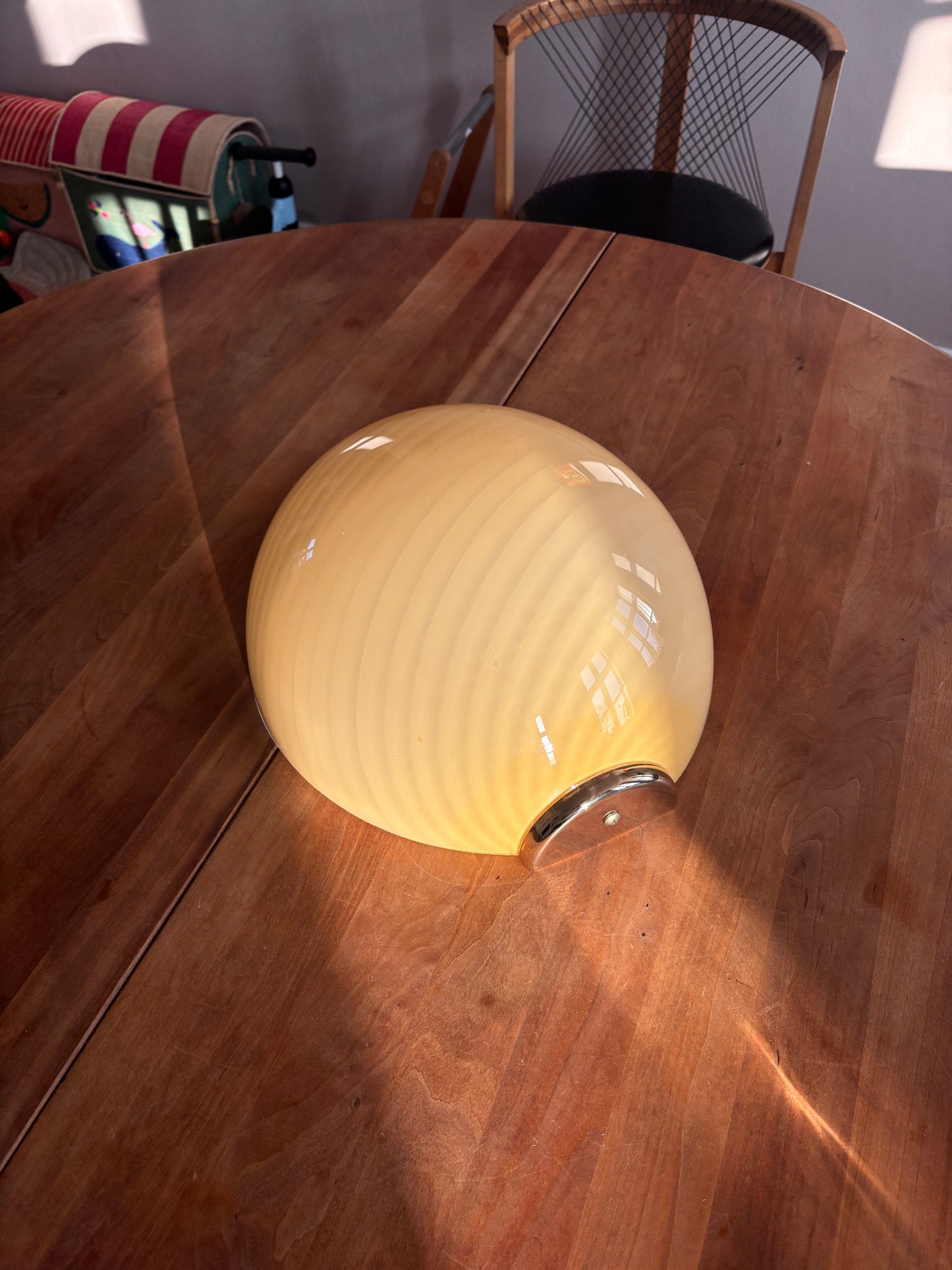 Sjælden kæmpe vintage Murano muslinge væglampe i gult swirl