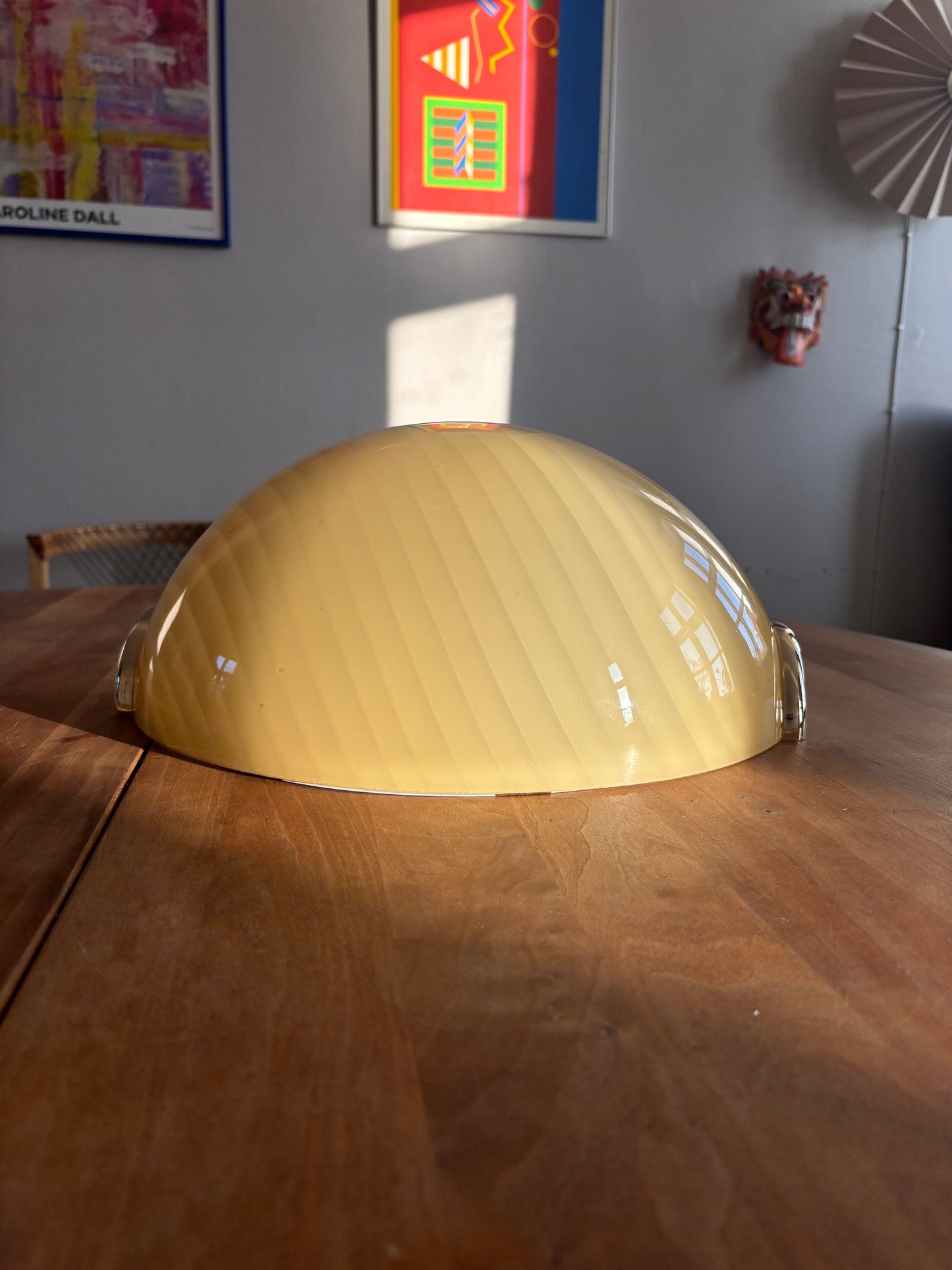 Sjælden kæmpe vintage Murano muslinge væglampe i gult swirl