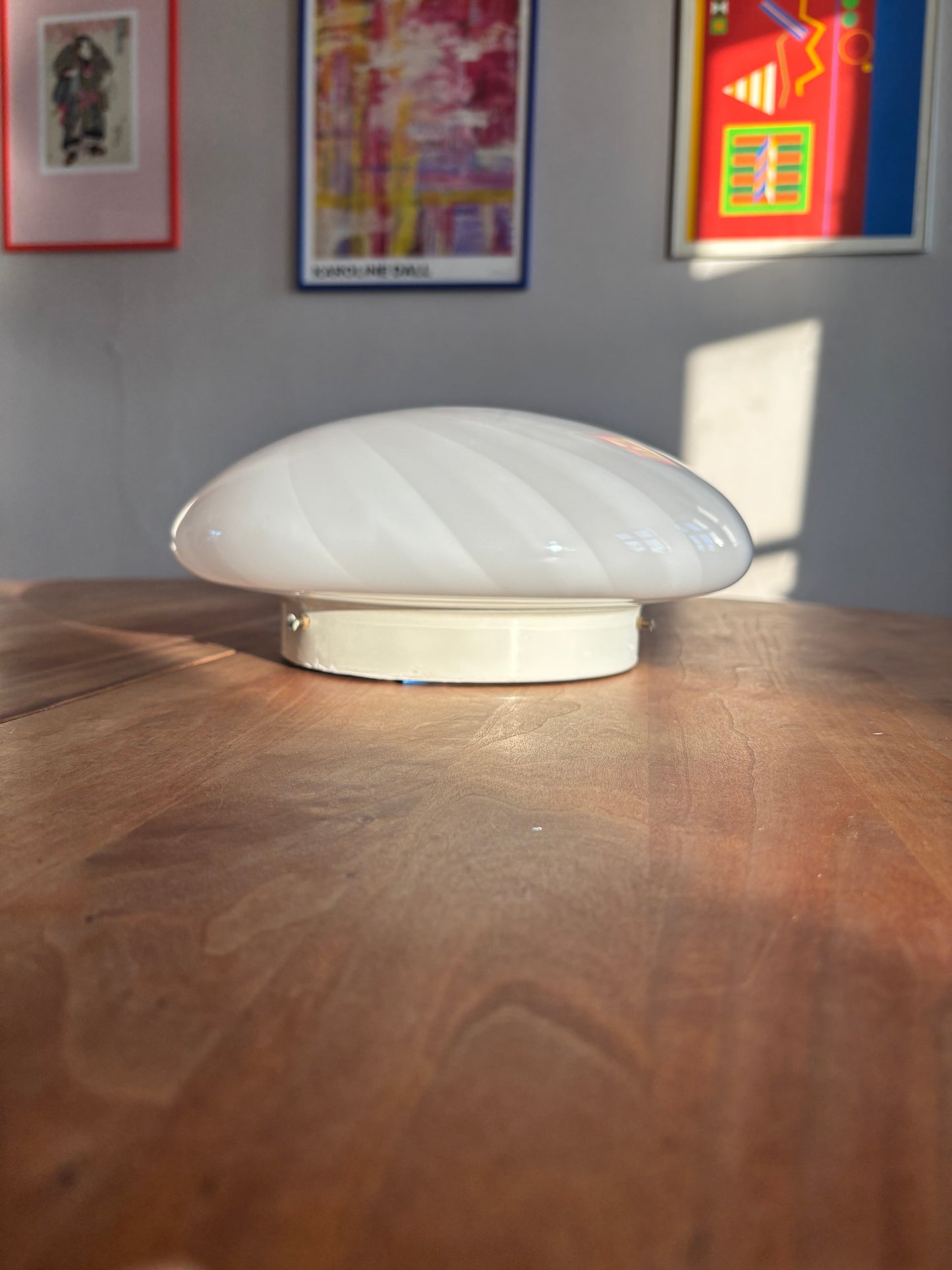 Vintage Murano plafond med hvidt swirl 30 cm