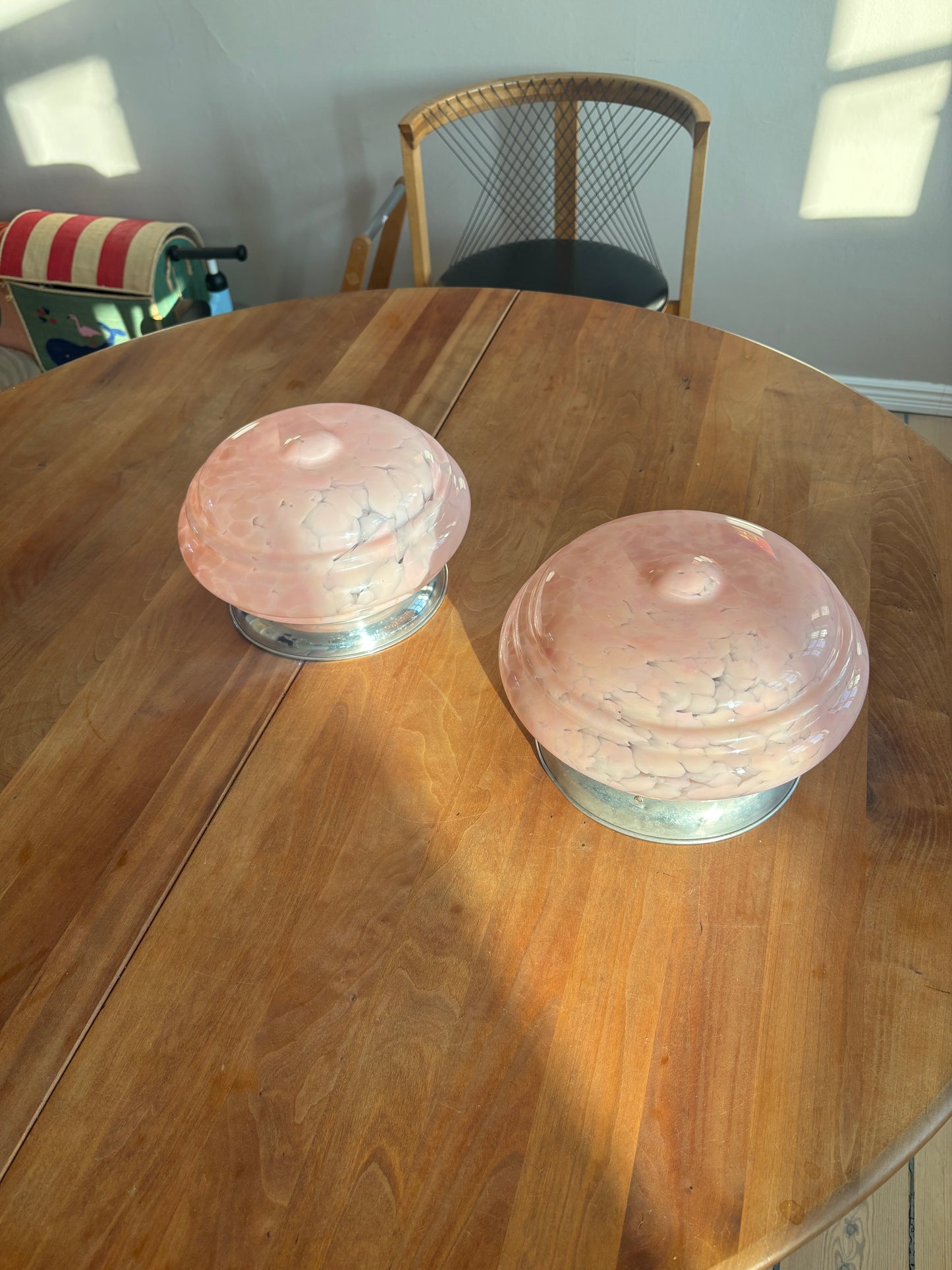 Vintage Murano plafond i lyserødt mønster 25 cm