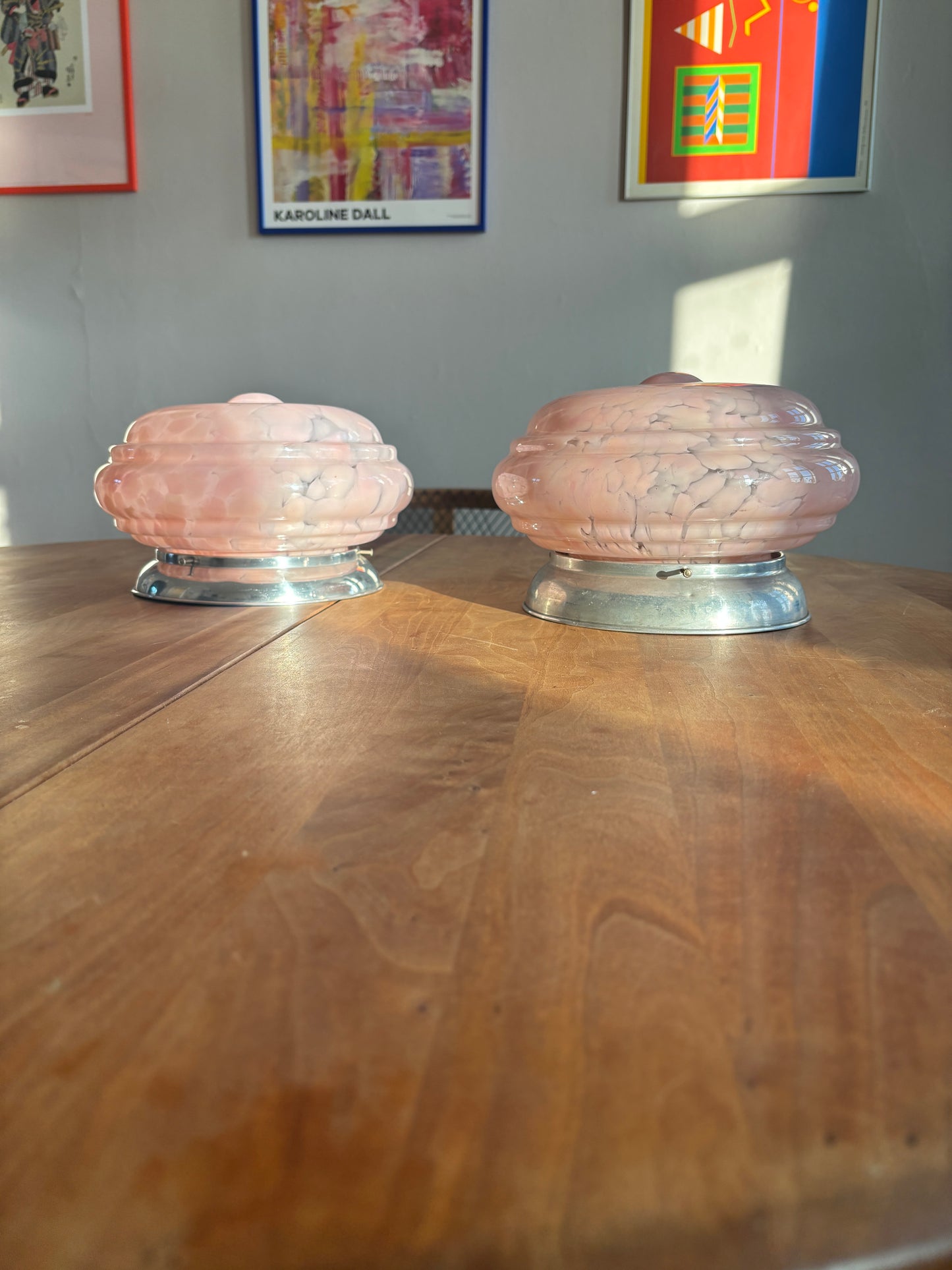 Vintage Murano plafond i lyserødt mønster 25 cm