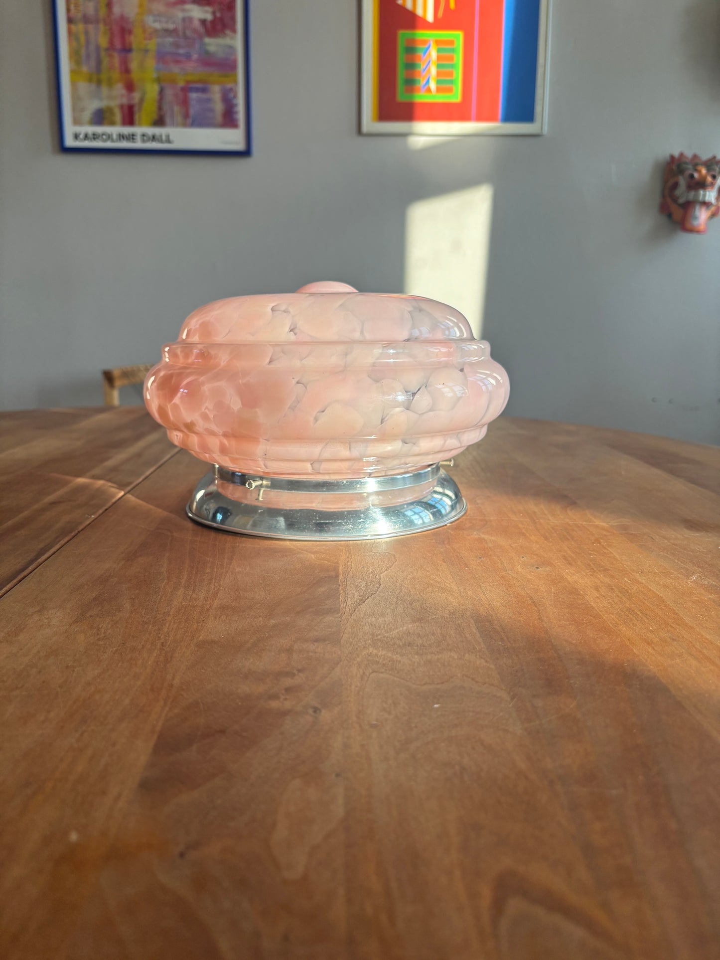 Vintage Murano plafond i lyserødt mønster 25 cm