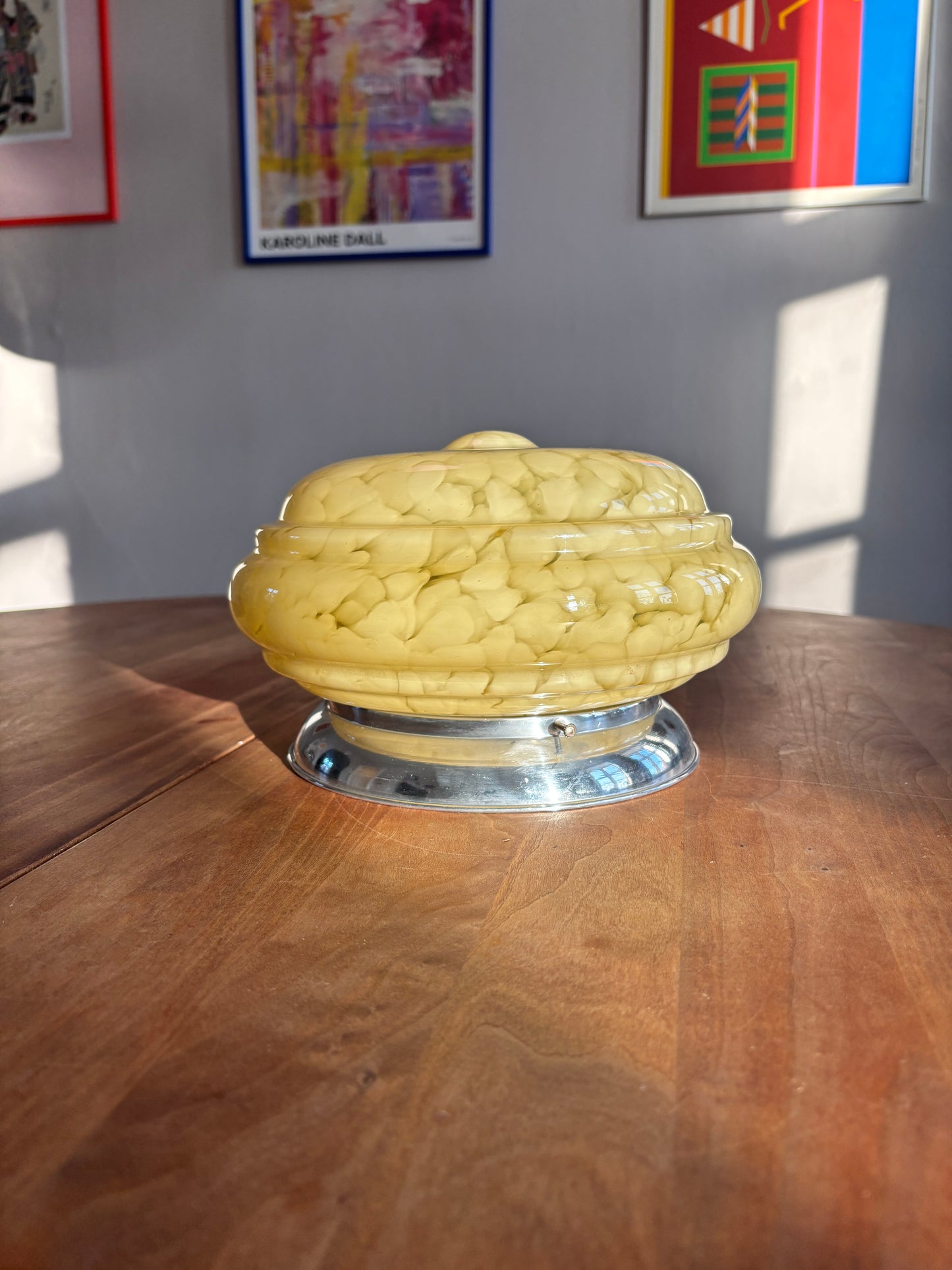 Vintage Murano plafond i gult mønster 25 cm