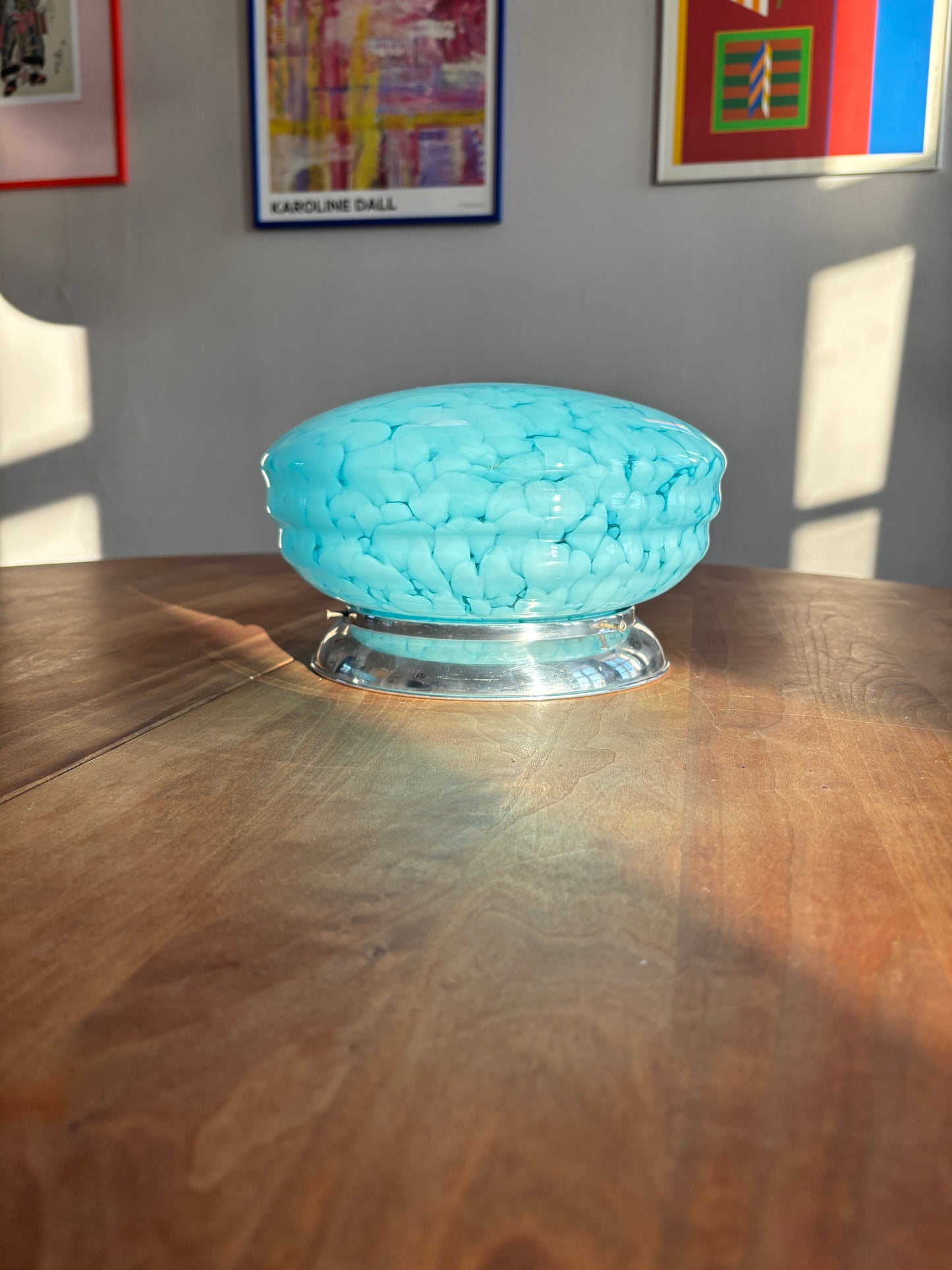 Vintage Murano plafonds i blåt mønster 25 cm