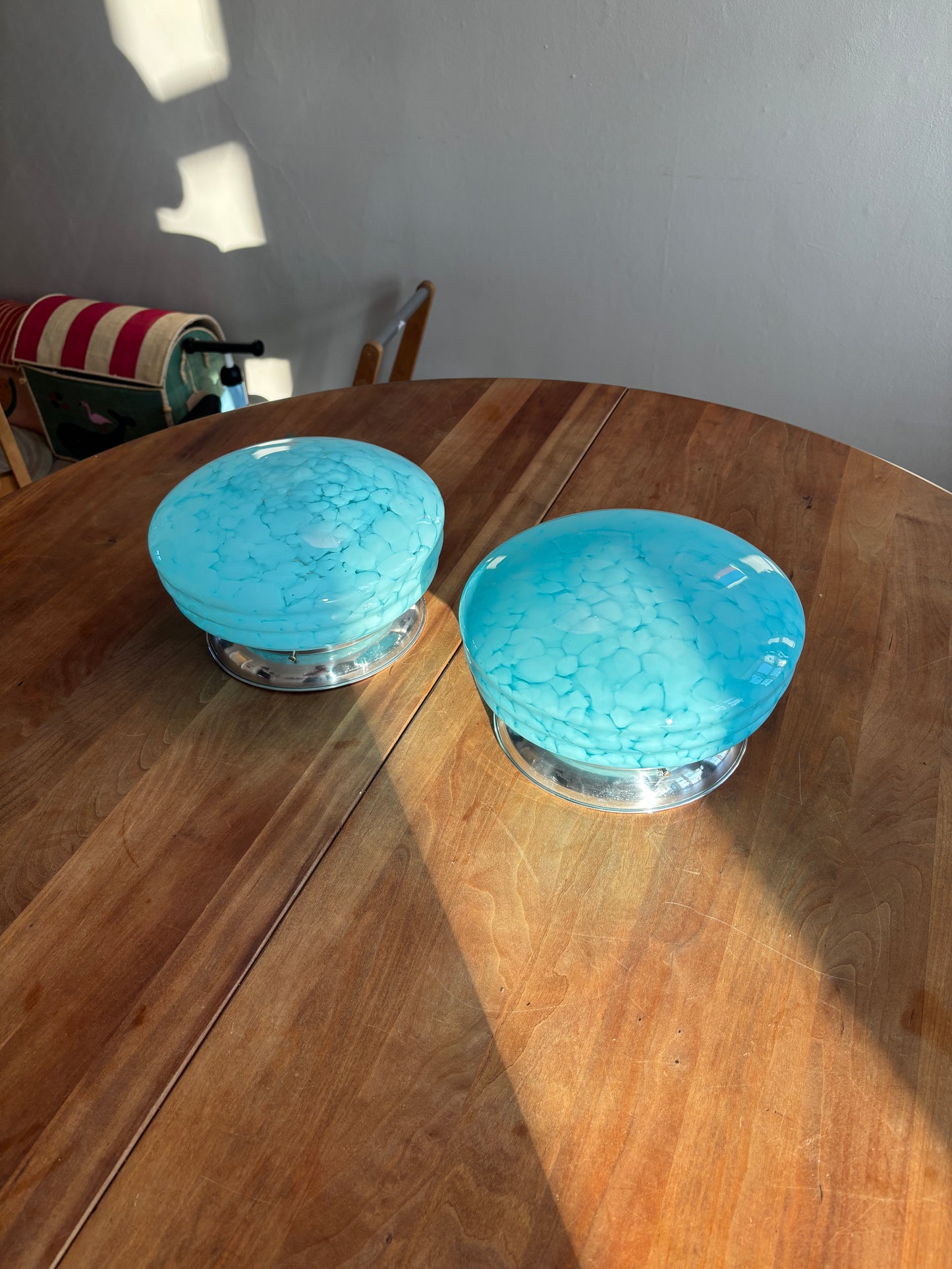 Vintage Murano plafonds i blåt mønster 25 cm