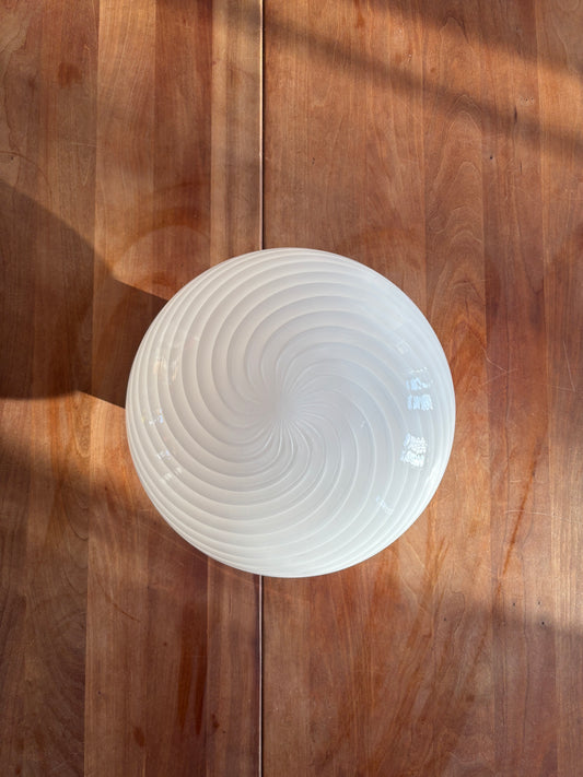 Vintage Murano plafond med hvidt swirl 28 cm