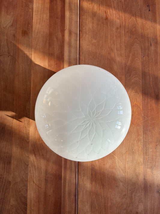 Vintage Murano plafond med hvidt blomster mønster 30 cm
