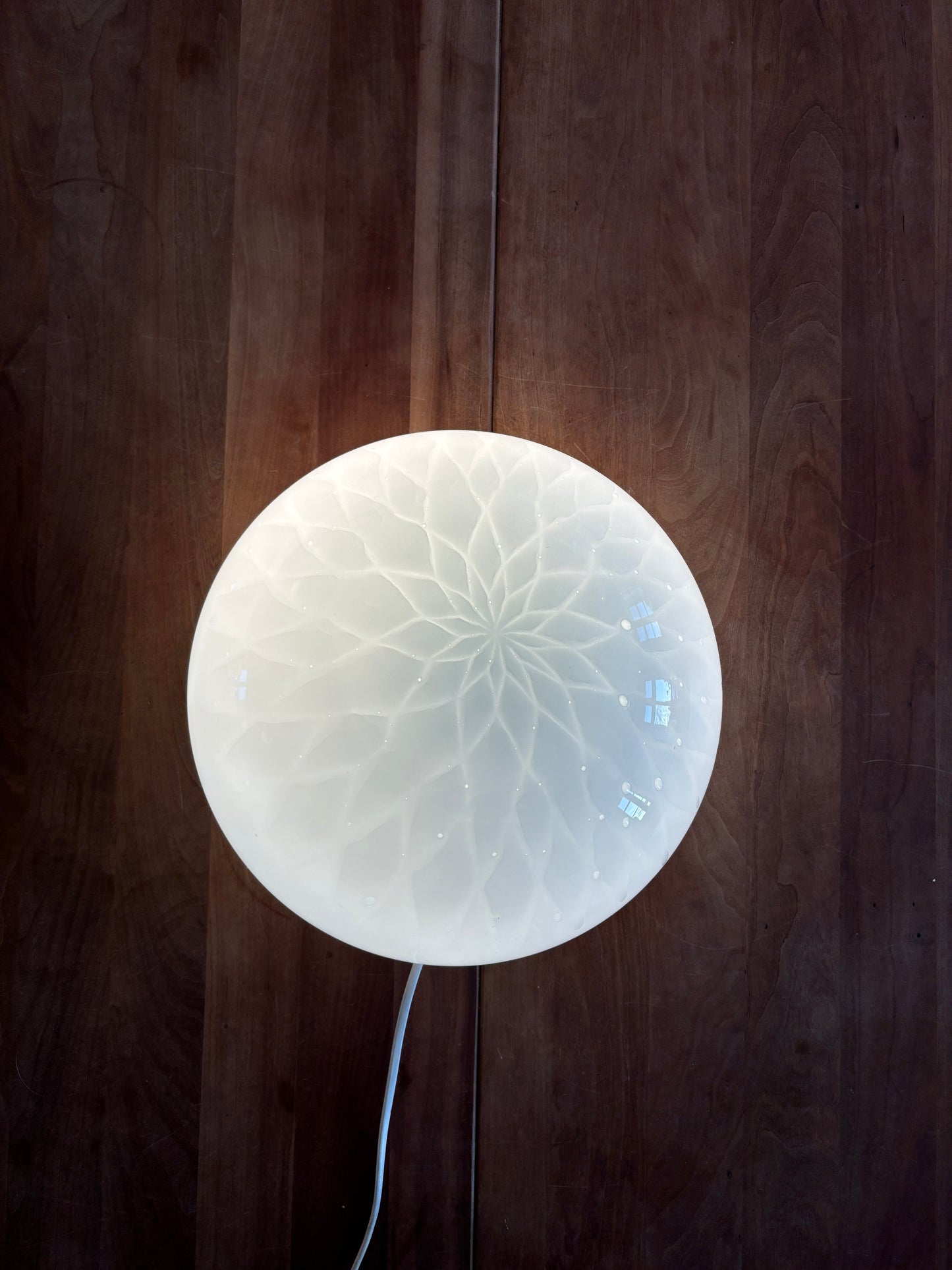 Vintage Murano plafond med hvidt blomster mønster 30 cm
