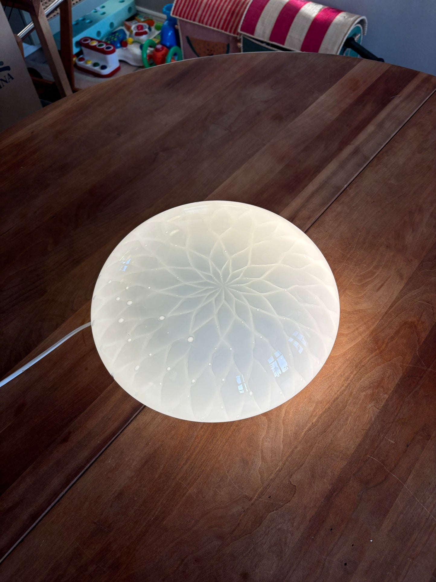Vintage Murano plafond med hvidt blomster mønster 30 cm