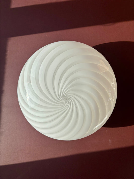 Vintage Murano plafond med hvidt swirl 38 cm