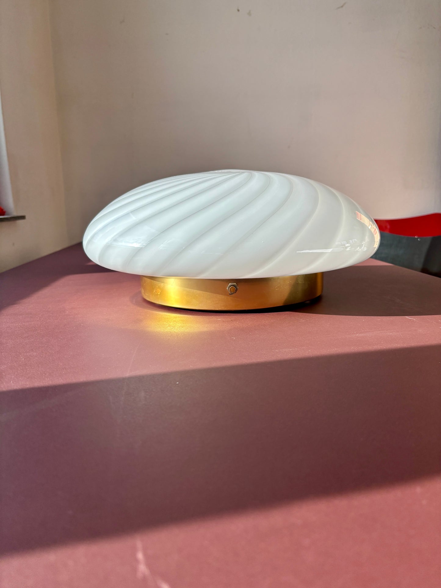 Vintage Murano plafond med hvidt swirl 38 cm