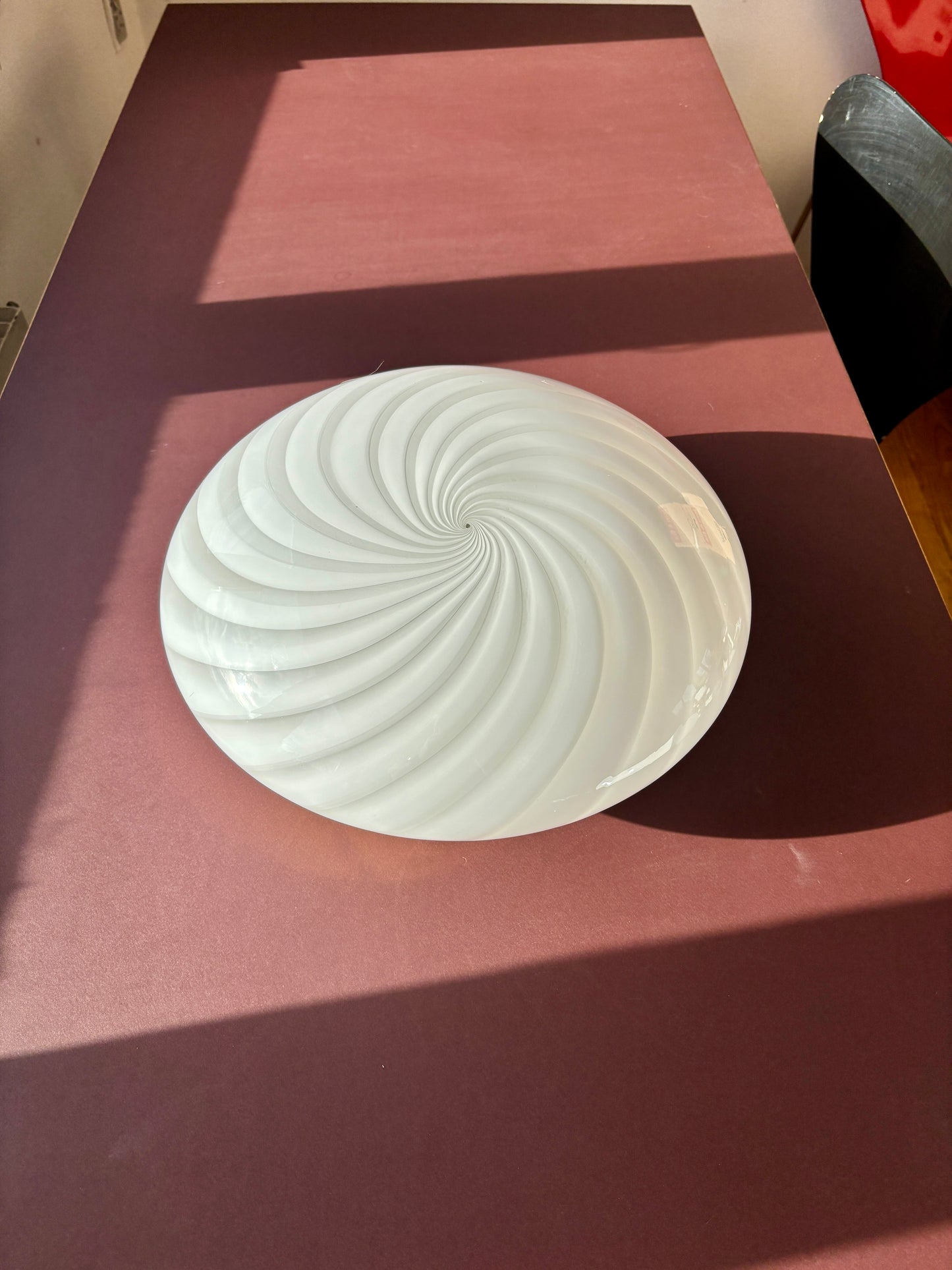 Vintage Murano plafond med hvidt swirl 38 cm