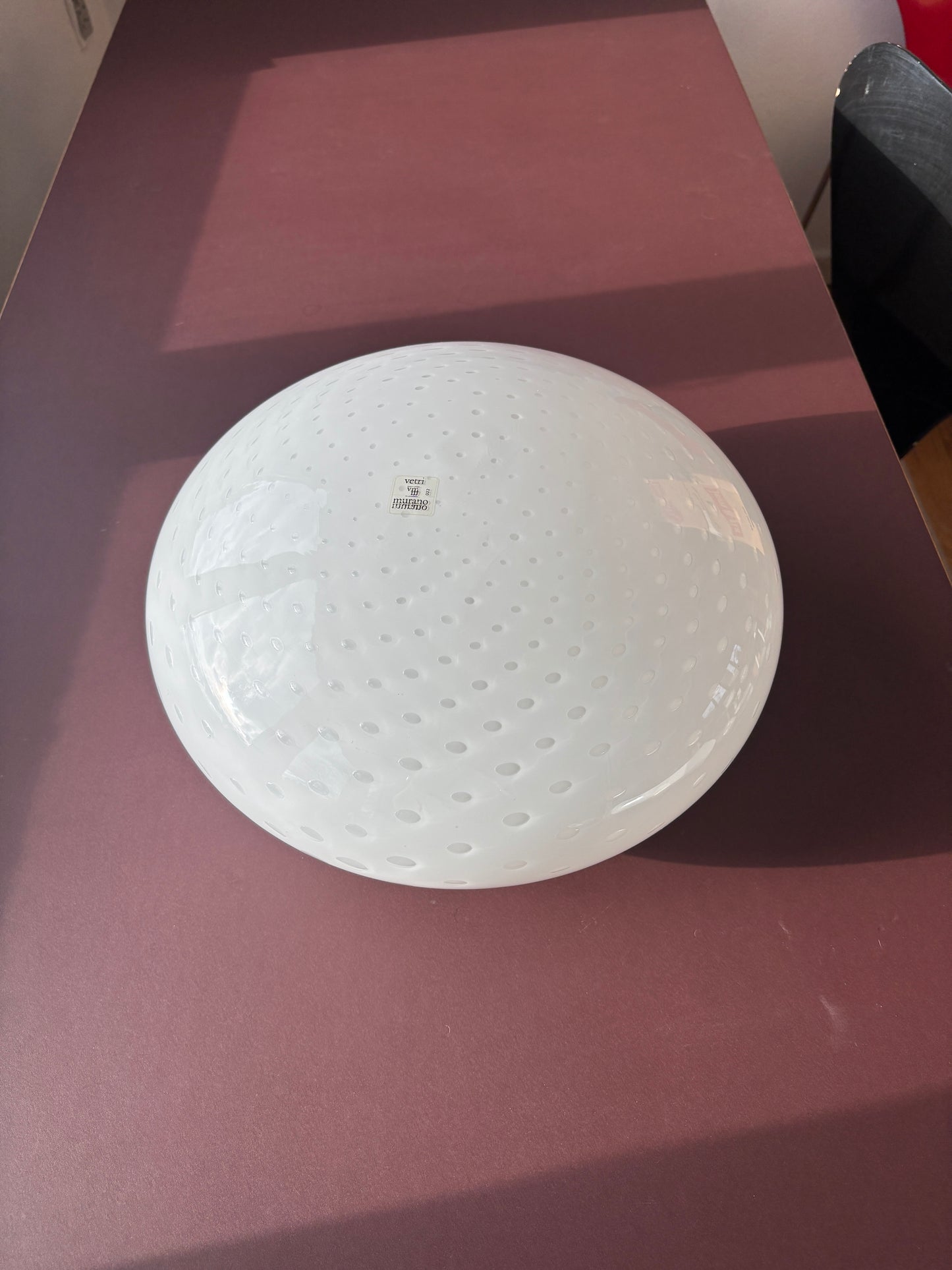 Vintage Murano Effetre plafond i hvid bullicante 40 cm