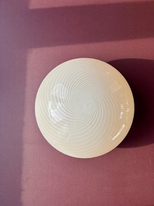 Vintage Murano plafond cremegul med hvidt swirl 30 cm