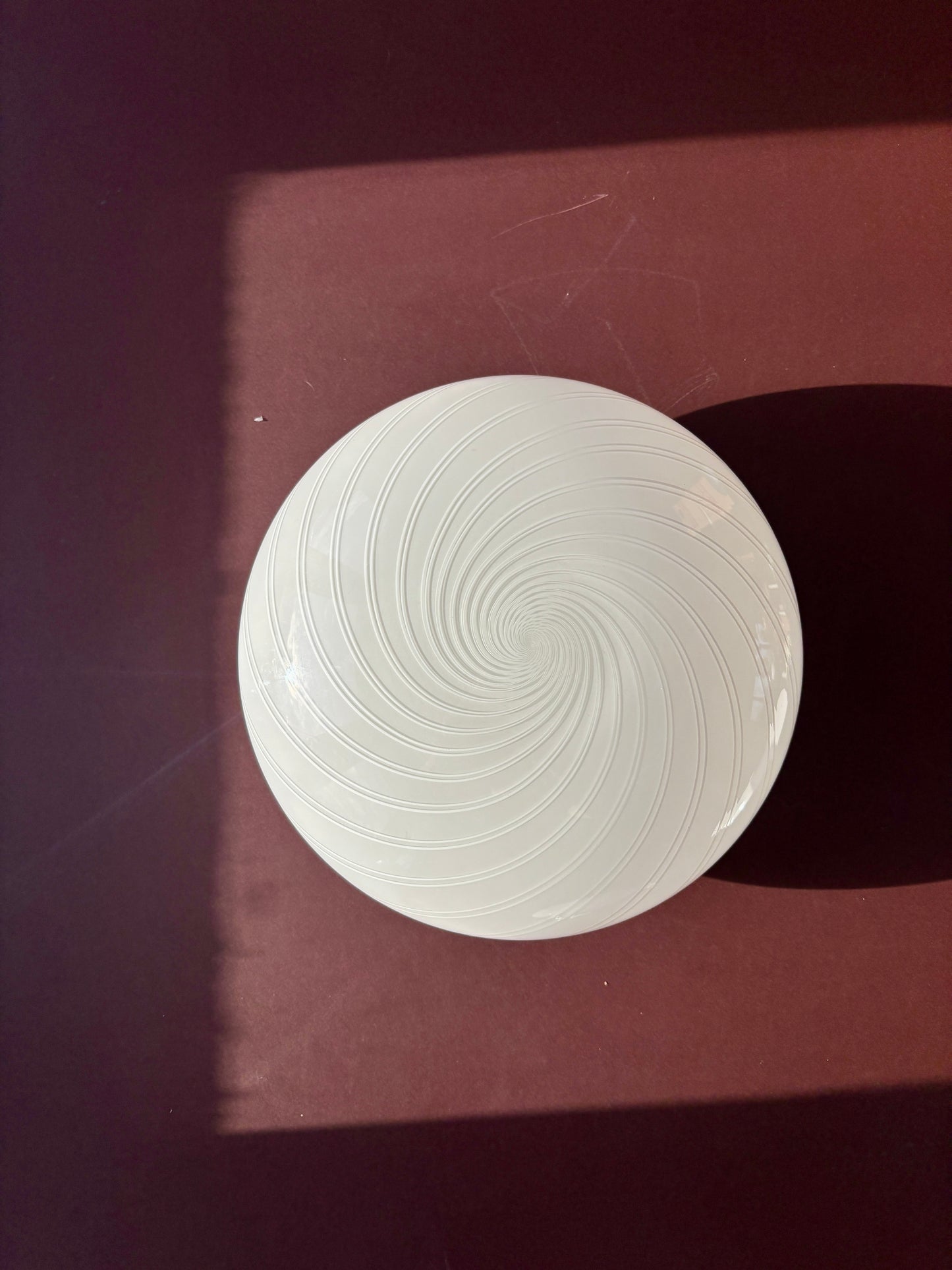 Vintage Murano plafond cremehvid med hvidt dobbeltswirl 30 cm