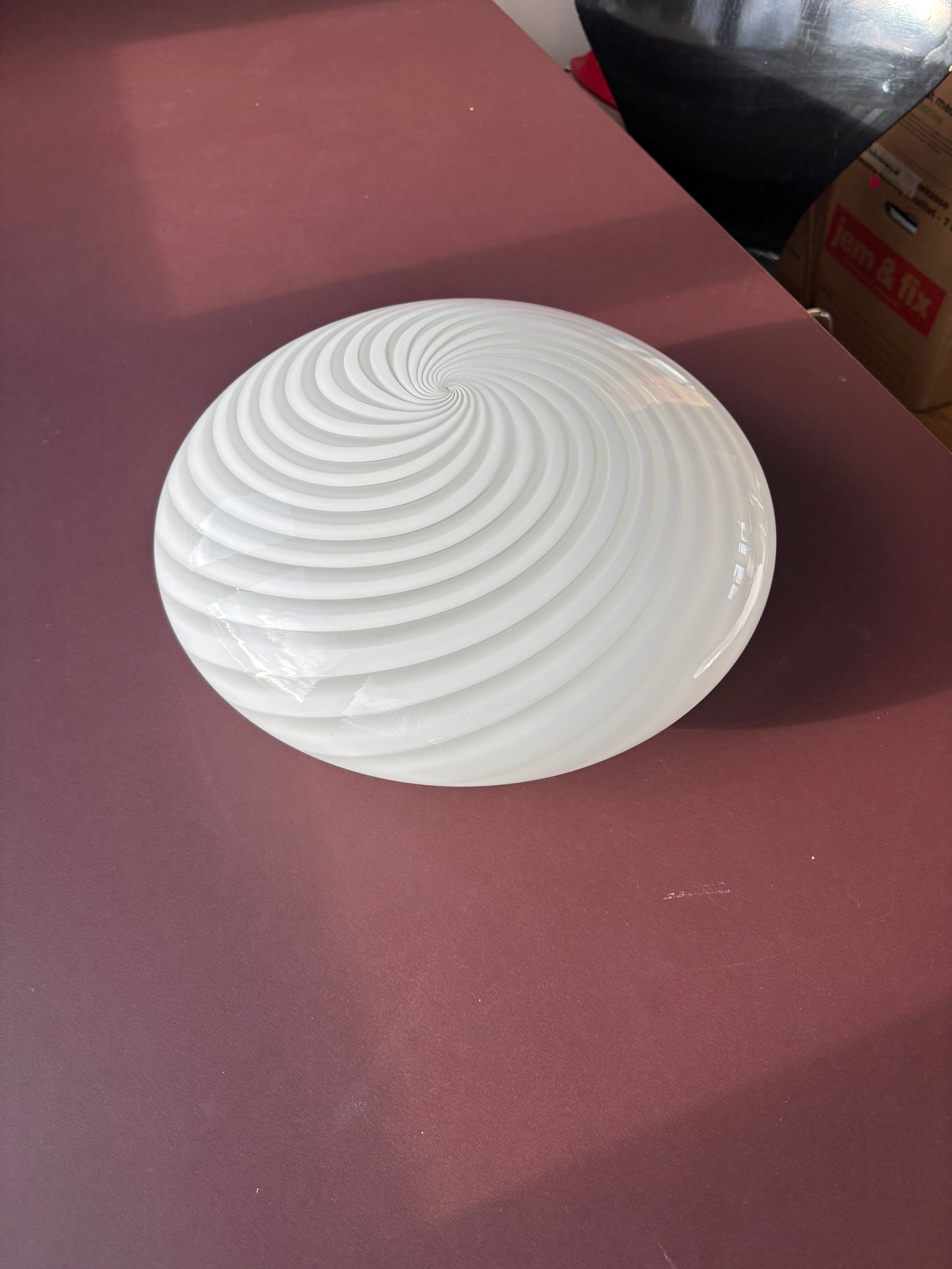 Vintage Murano plafond med hvidt swirl 35 cm