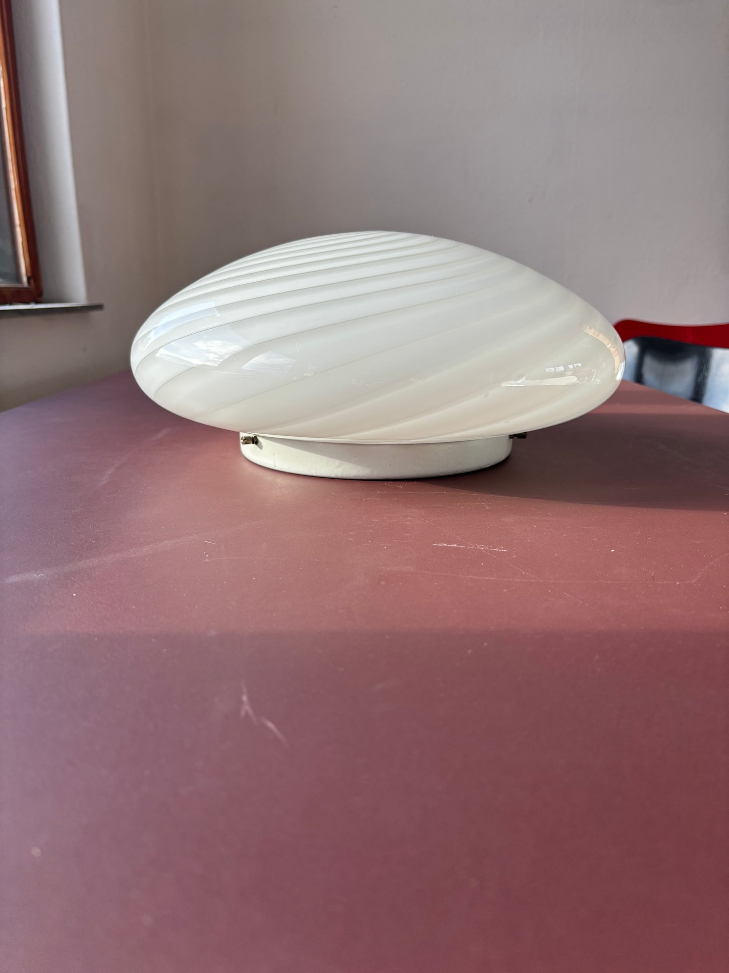 Vintage Murano plafond med hvidt swirl 35 cm