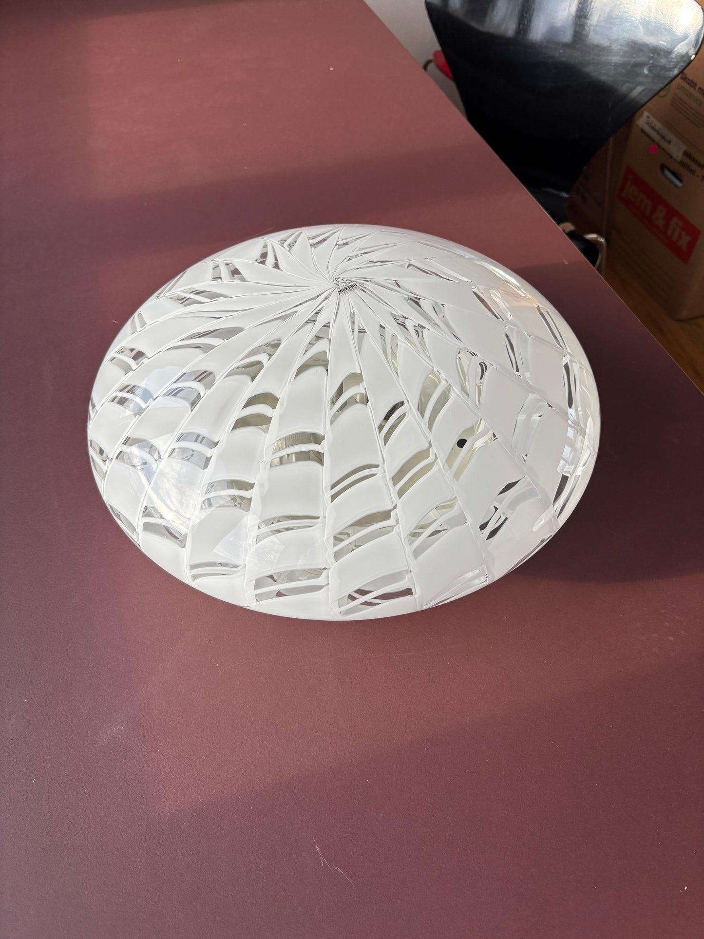 Vintage Murano hvid peacock plafond 38 cm