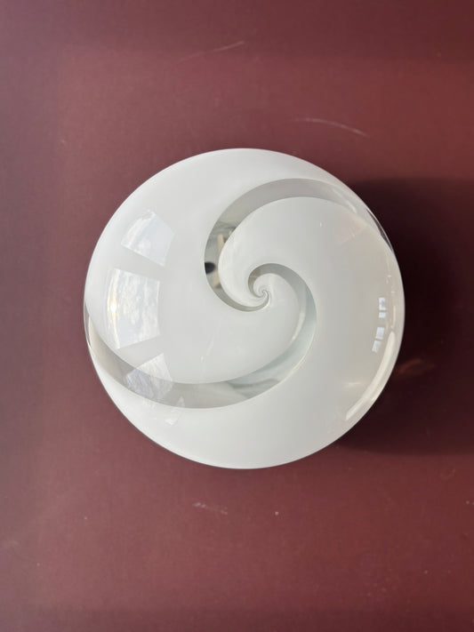 Vintage Murano plafond med hvidt transperant swirl 30 cm