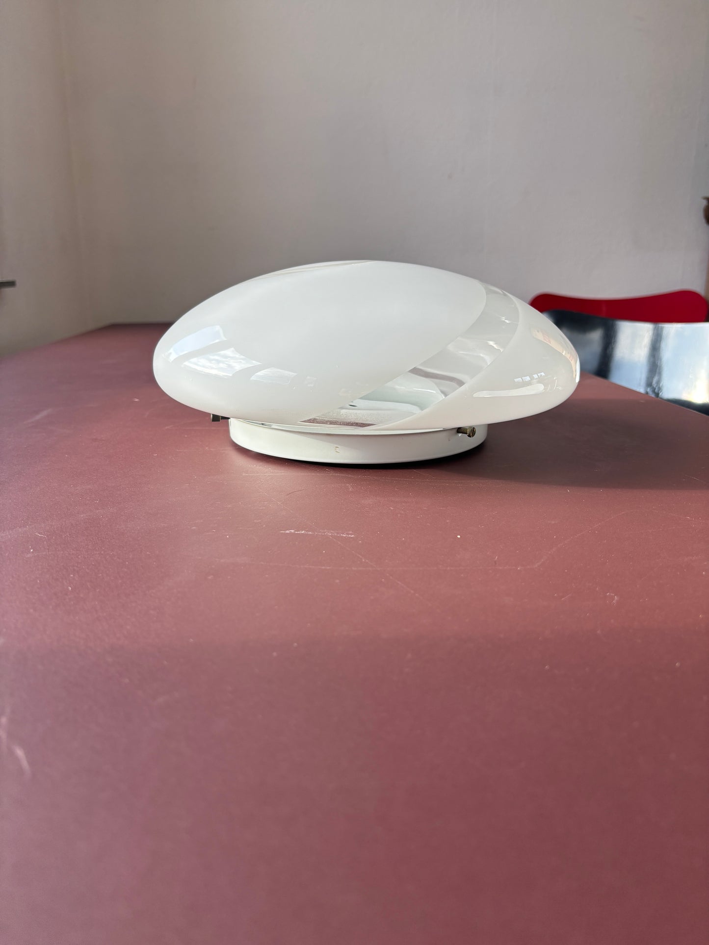 Vintage Murano plafond med hvidt transperant swirl 30 cm