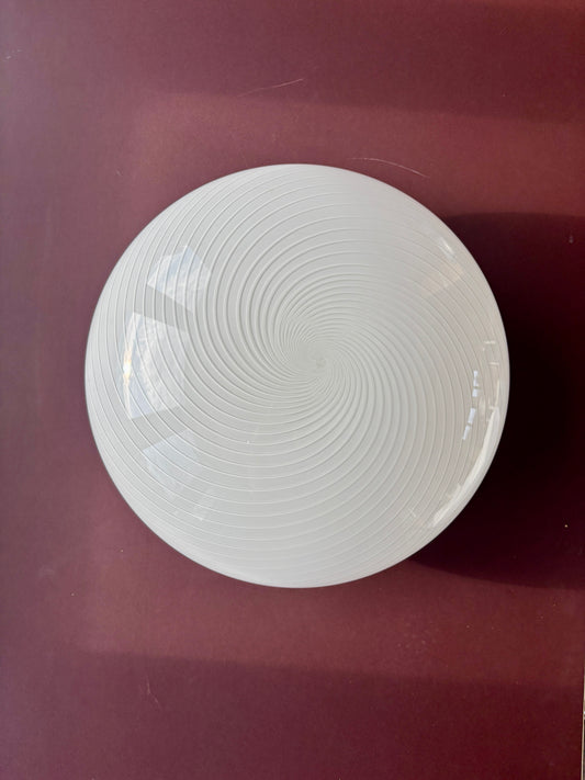 Vintage Murano plafond cremehvid med hvidt swirl 40 cm