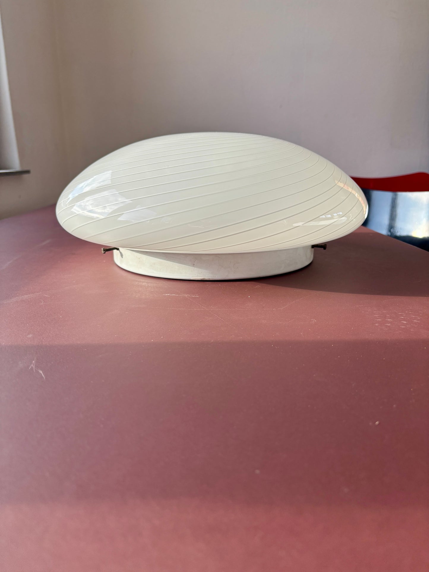 Vintage Murano plafond cremehvid med hvidt swirl 40 cm