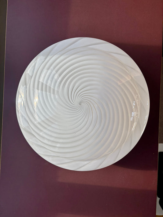 Kæmpe vintage Murano plafond hvidt swirl 60 cm