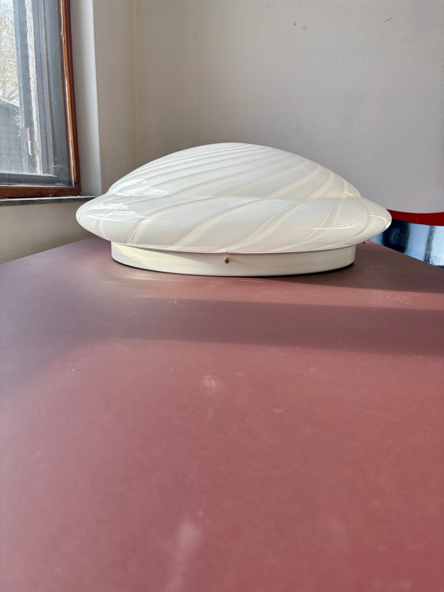 Kæmpe vintage Murano plafond hvidt swirl 60 cm
