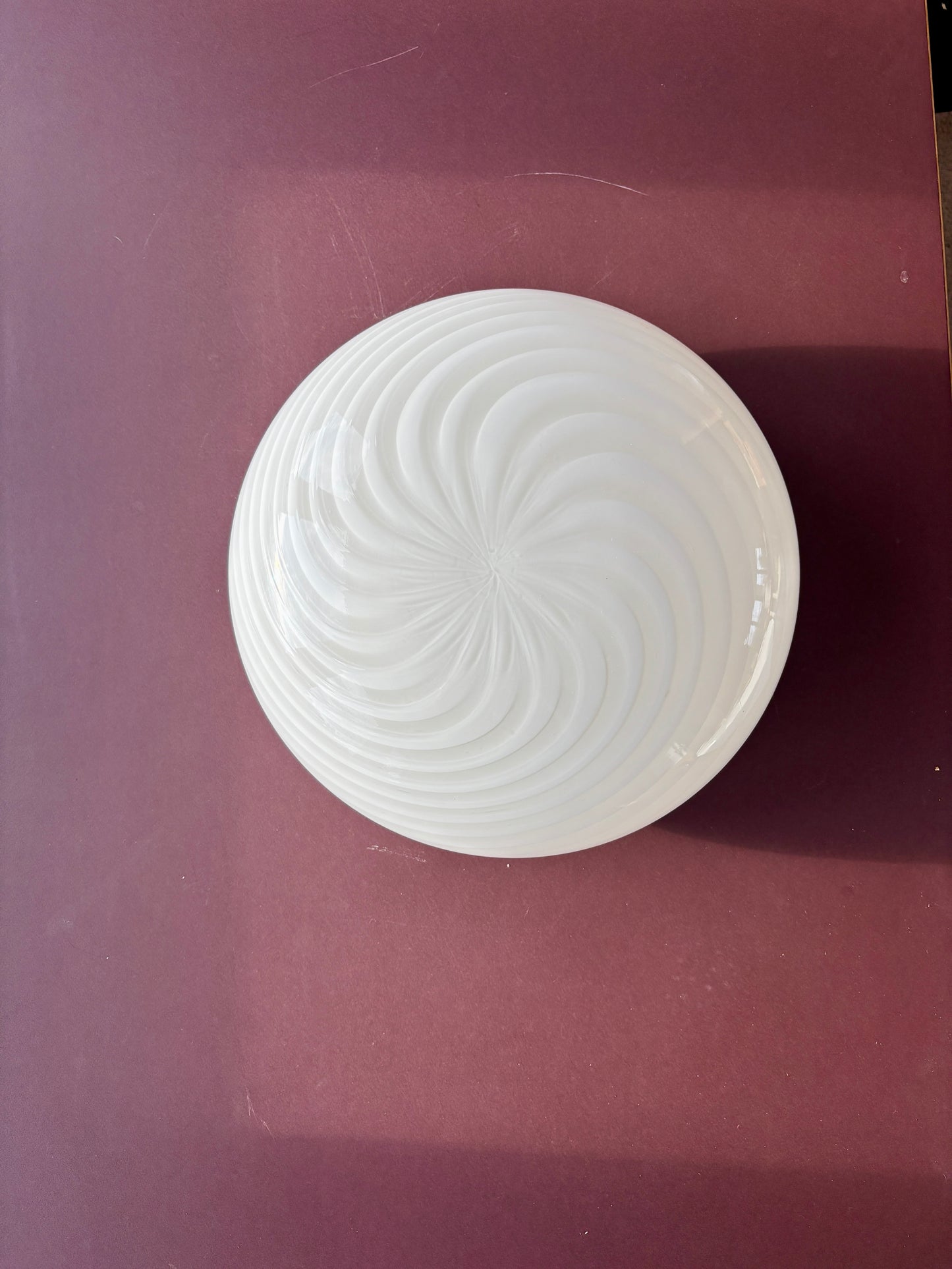 Vintage Murano plafond med hvidt swirl 30 cm