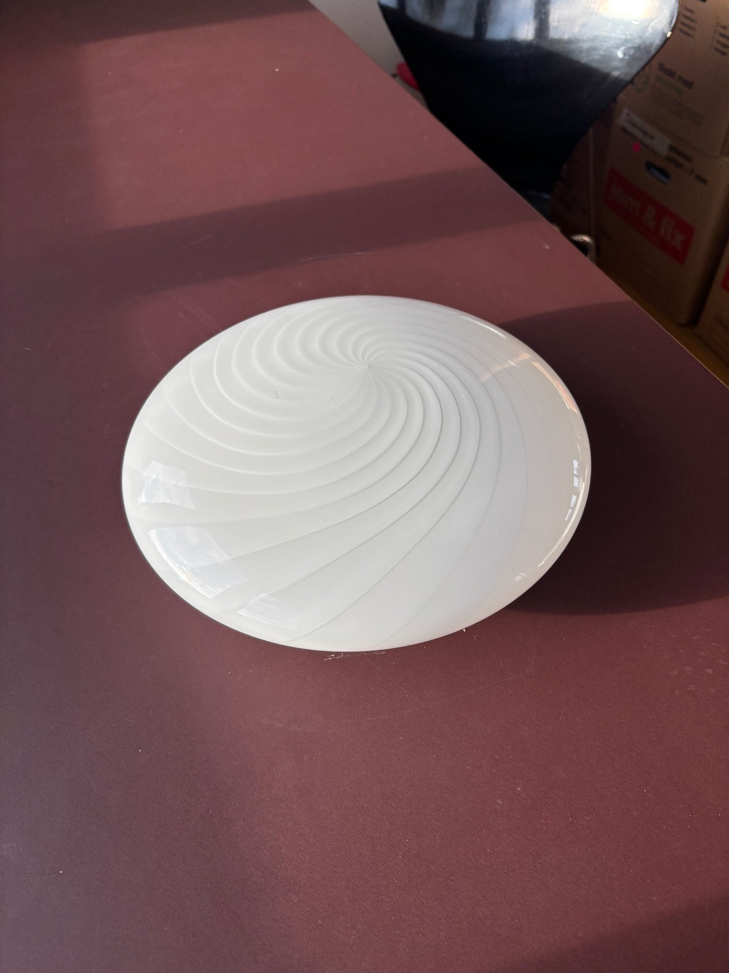 Vintage Murano plafond med hvidt swirl 30 cm