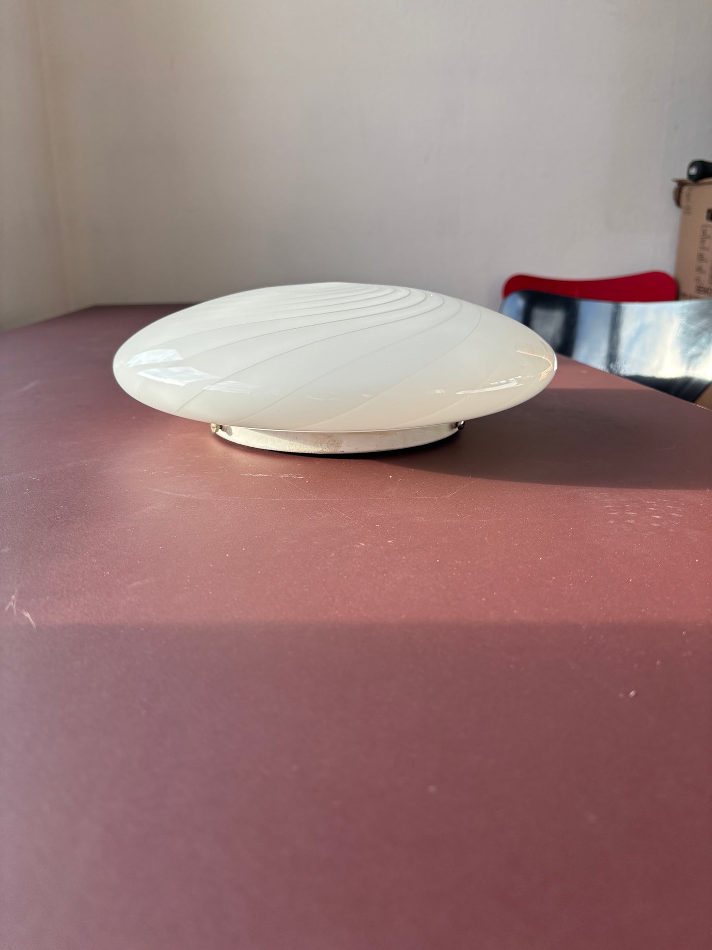 Vintage Murano plafond med hvidt swirl 30 cm